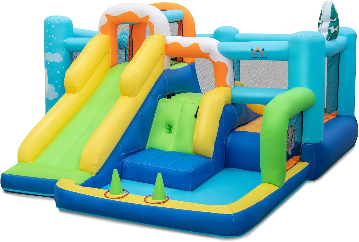 HONEY JOY Inflatable Waterslide, 6-in-1 Pirate Ship Bounce House - Image 17