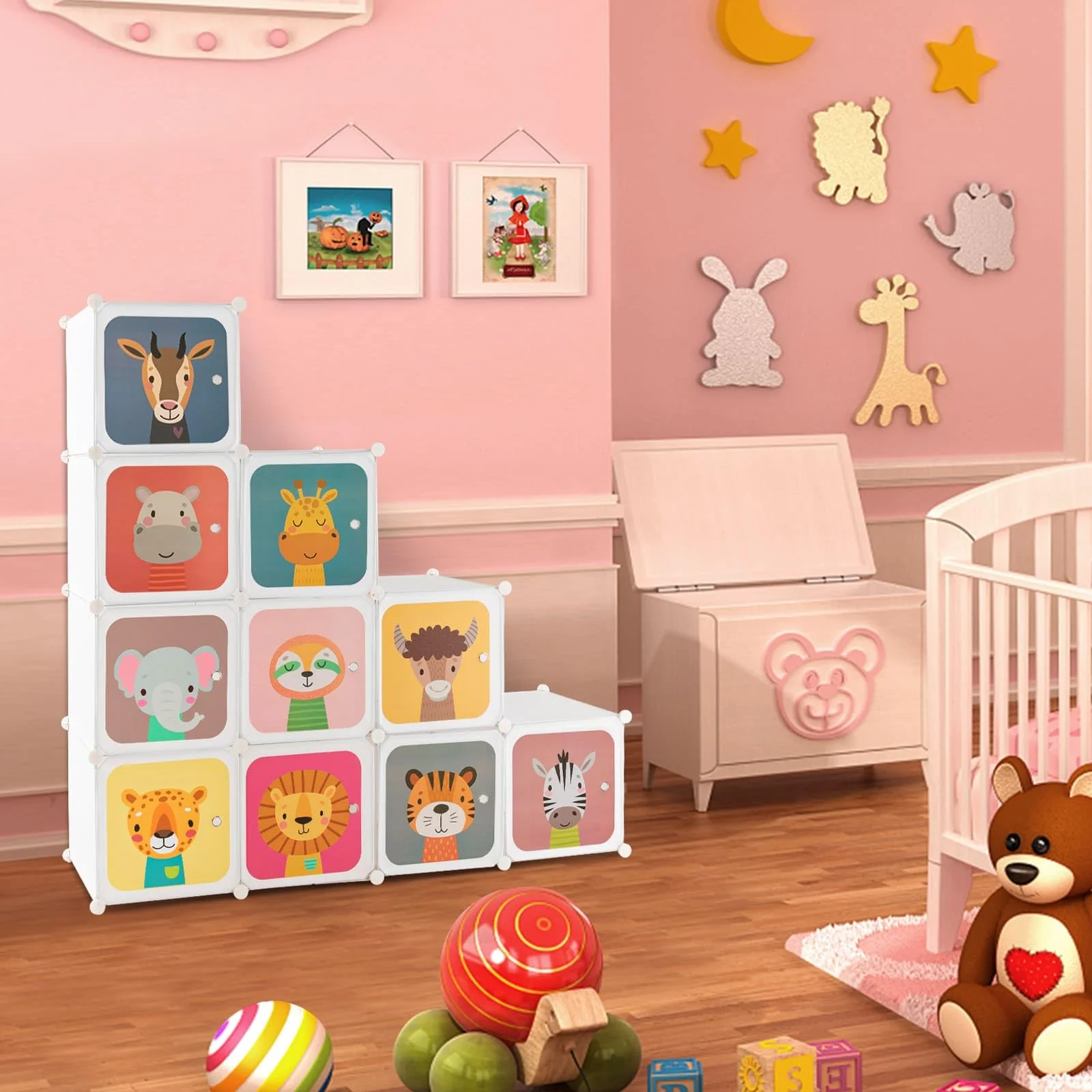 HONEY JOY Kids 12-Cube Wardrobe, Baby Dresser Armoire - Image 9