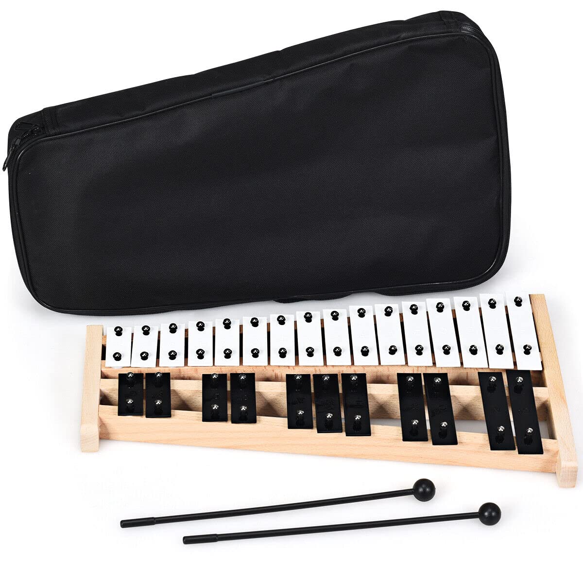 HONEY JOY Kids 27-Note Glockenspiel Xylophone, Glockenspiel Xylophone for Toddlers w/27 Metal Keys, Percussion Instrument