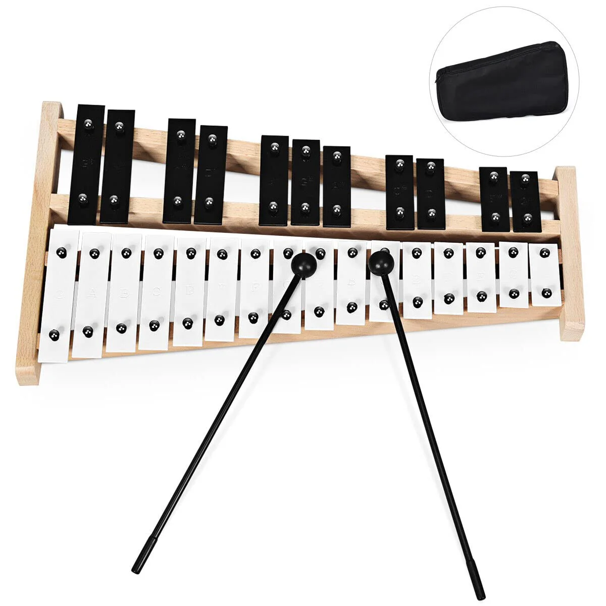 HONEY JOY Kids 27-Note Glockenspiel Xylophone, Glockenspiel Xylophone for Toddlers w/27 Metal Keys, Percussion Instrument - Image 9