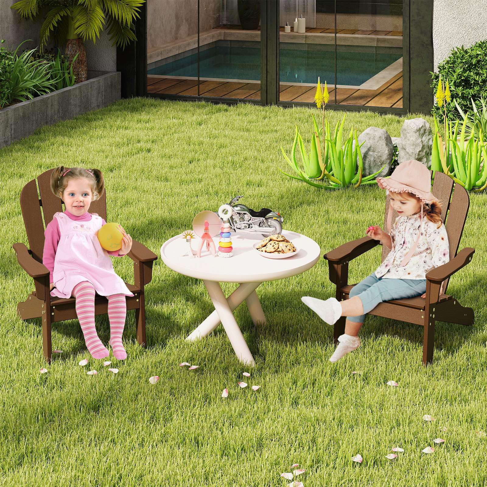 HONEY JOY Kids Adirondack Chair, Indoor Outdoor HDPE Toddler Chair - Image 3