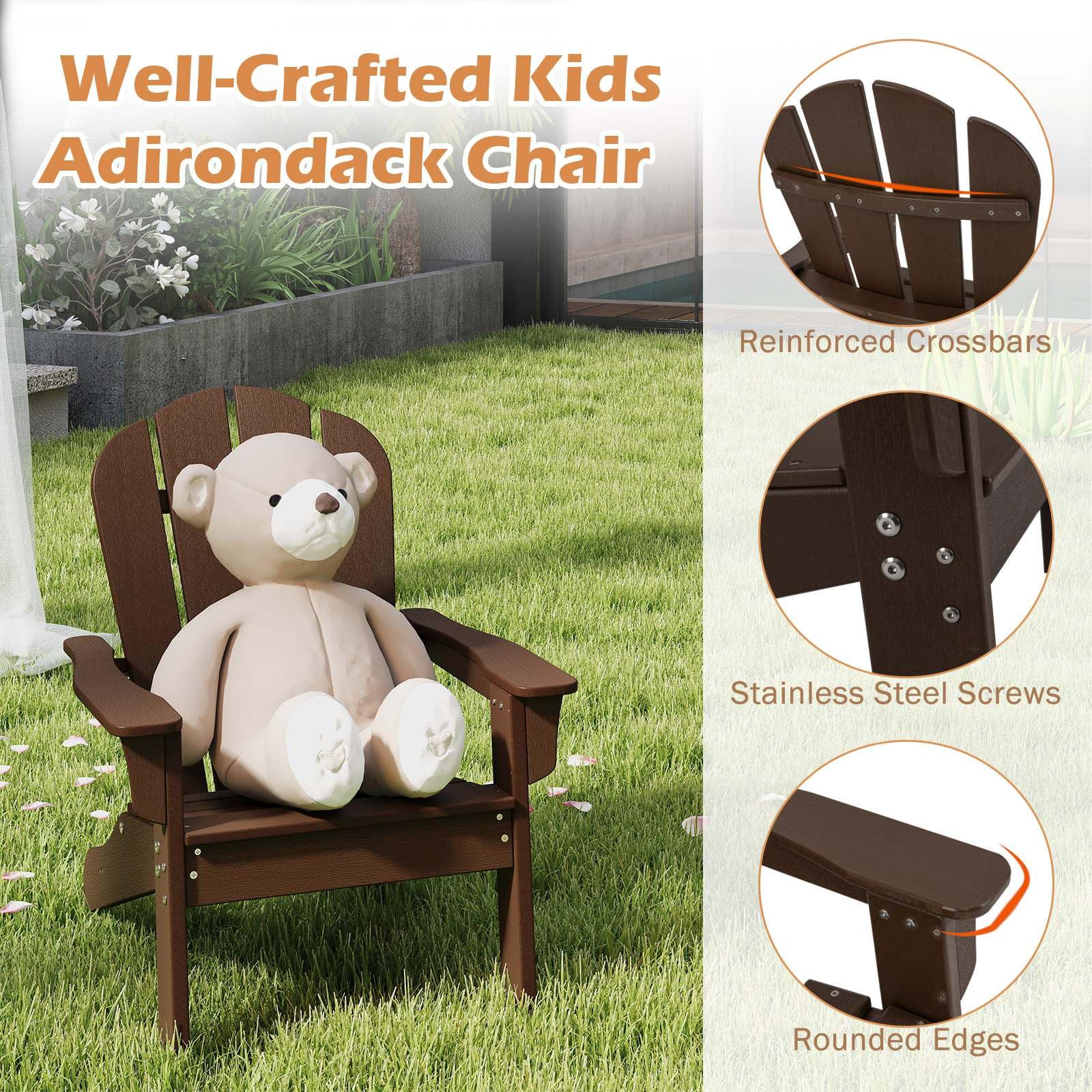 HONEY JOY Kids Adirondack Chair, Indoor Outdoor HDPE Toddler Chair - Image 7