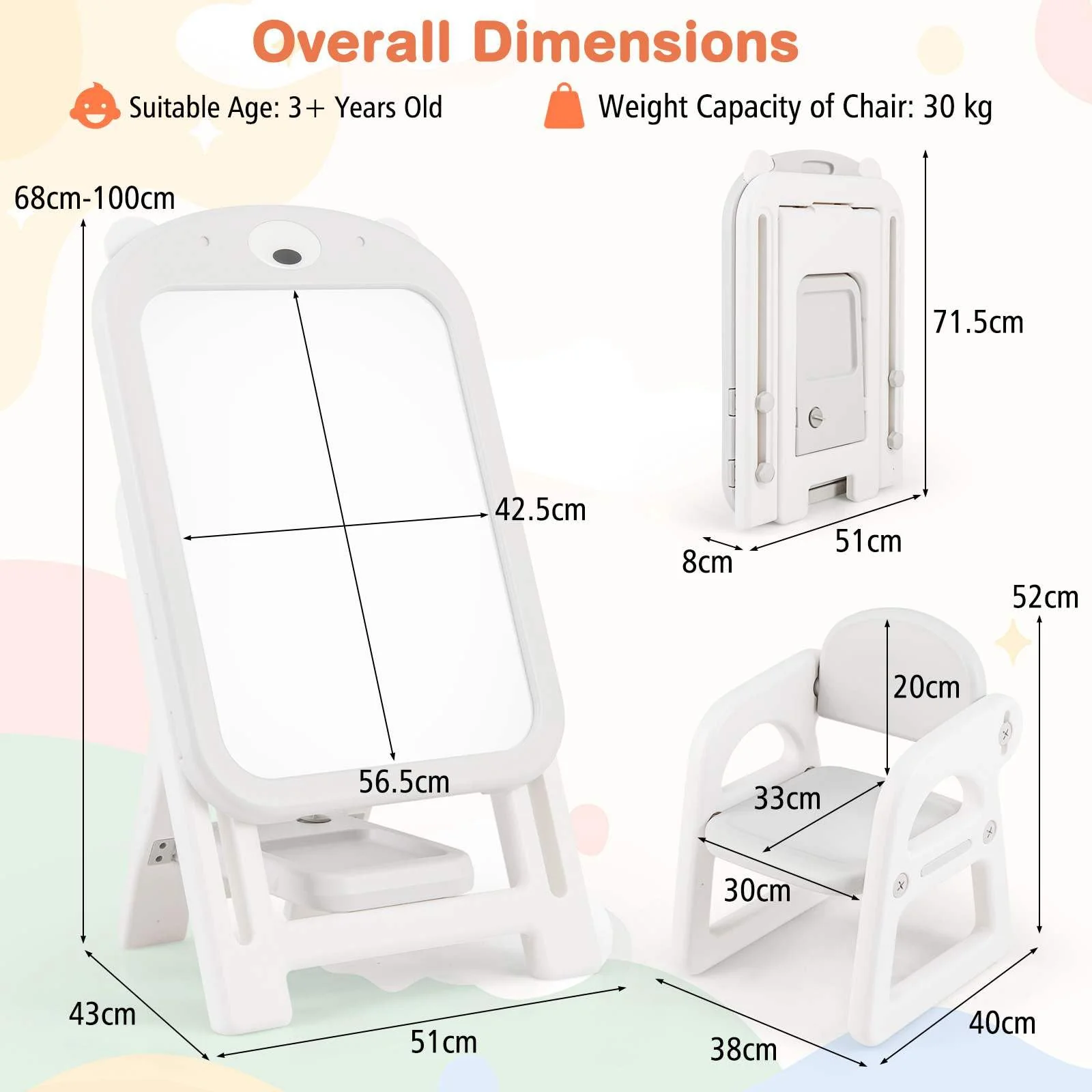 HONEY JOY Kids Art Easel and Chair Set - Image 6