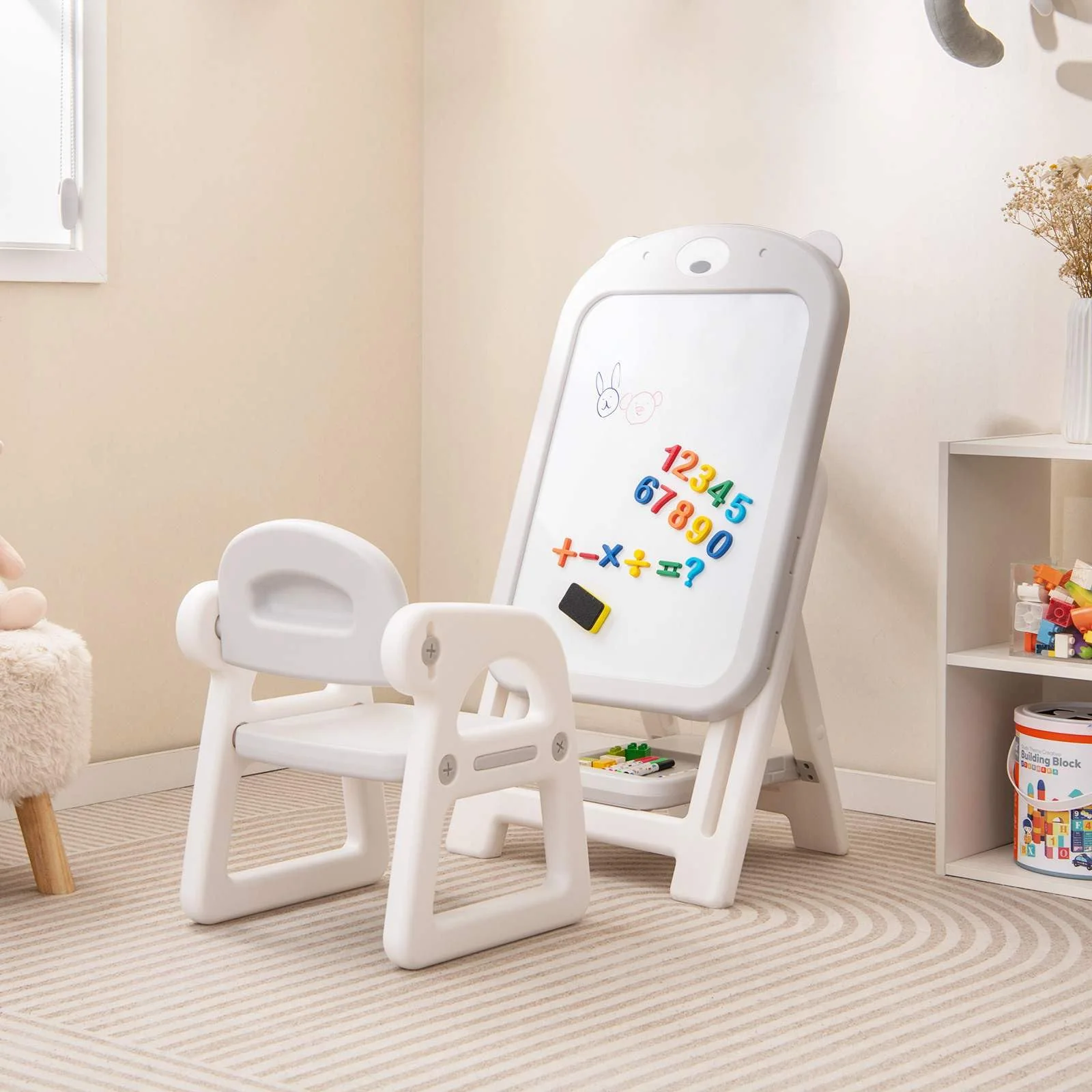 HONEY JOY Kids Art Easel and Chair Set - Image 8