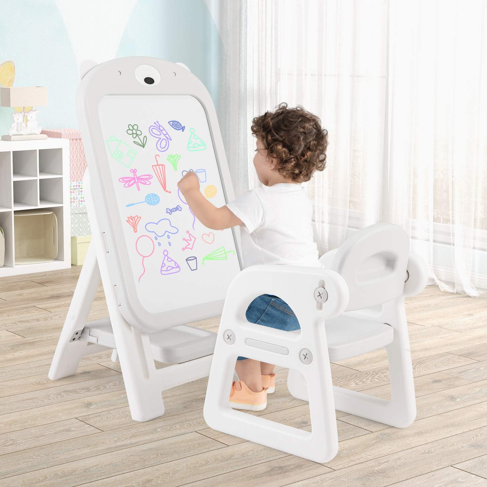 HONEY JOY Kids Art Easel and Chair Set - Image 9
