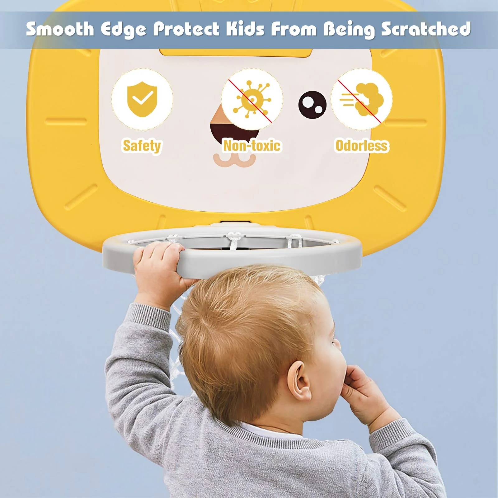 HONEY JOY Kids Basketball Hoop 3 in 1 Toddler Sports Activity Center w/ 5 Adjustable Height Levels - Image 8