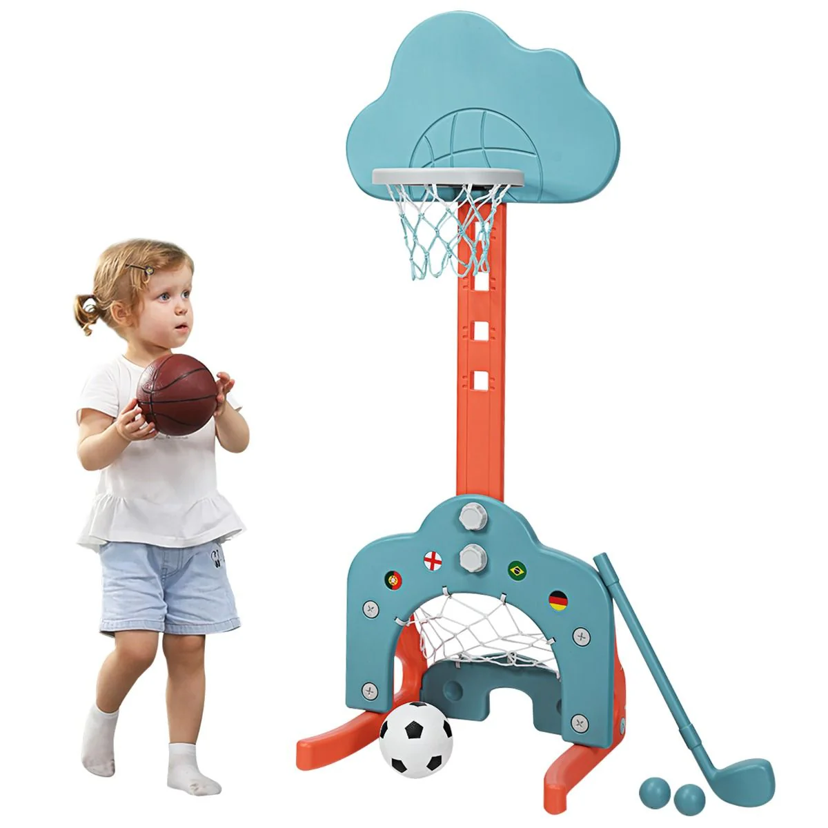 HONEY JOY Kids Basketball Hoop, 3 in 1 Toddler Sports Activity Center - Image 10