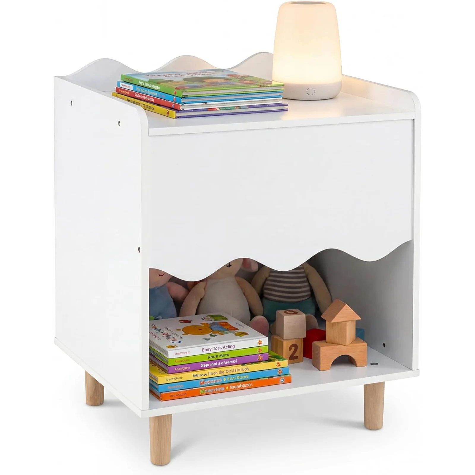 HONEY JOY Kids Bedside Table, Toddler Nightstand with Wide Top & Open Compartment - Image 10