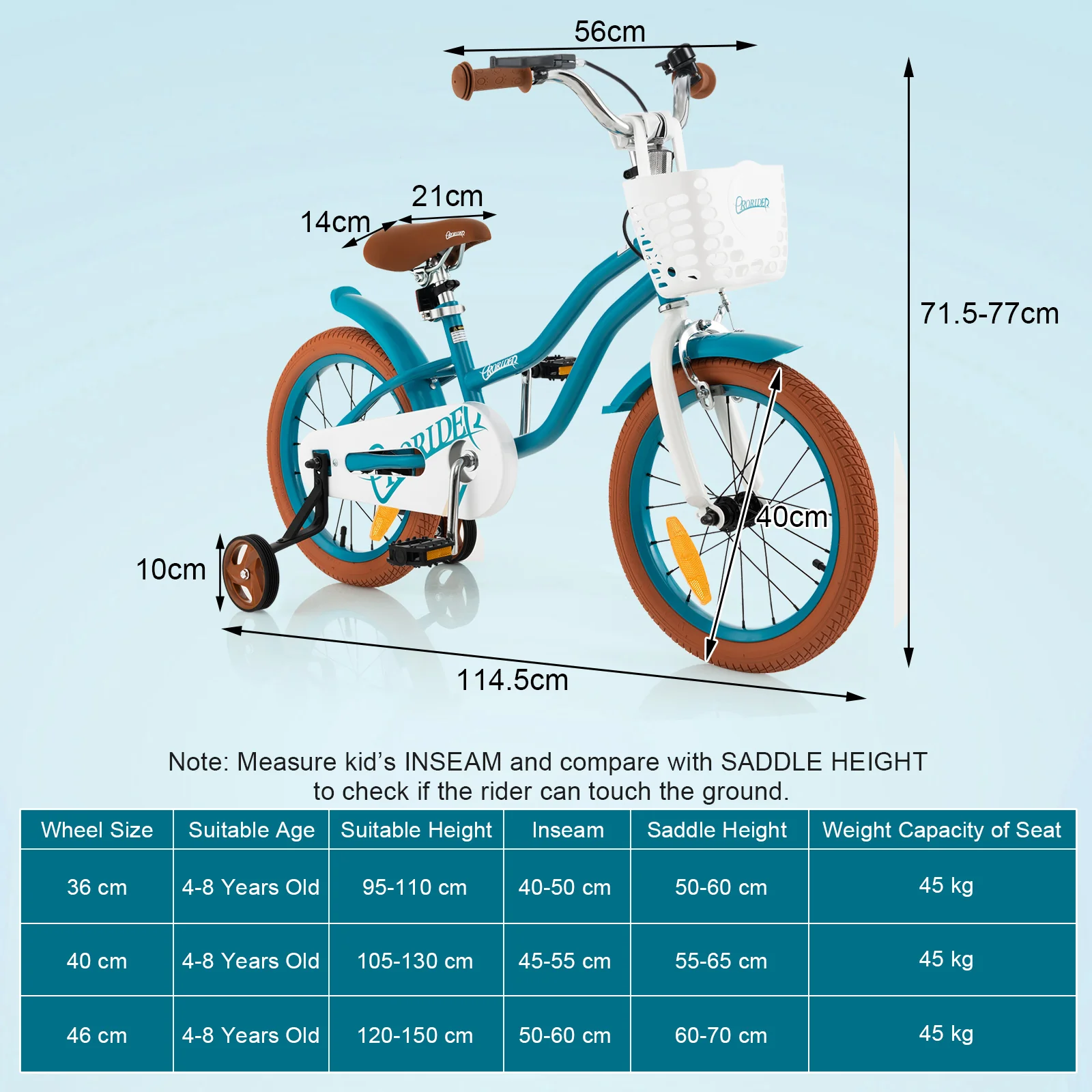 HONEY JOY Kids Bike, 16 Inch Boys Girls Bike for 3-8 Years w/Training Wheels - Image 14