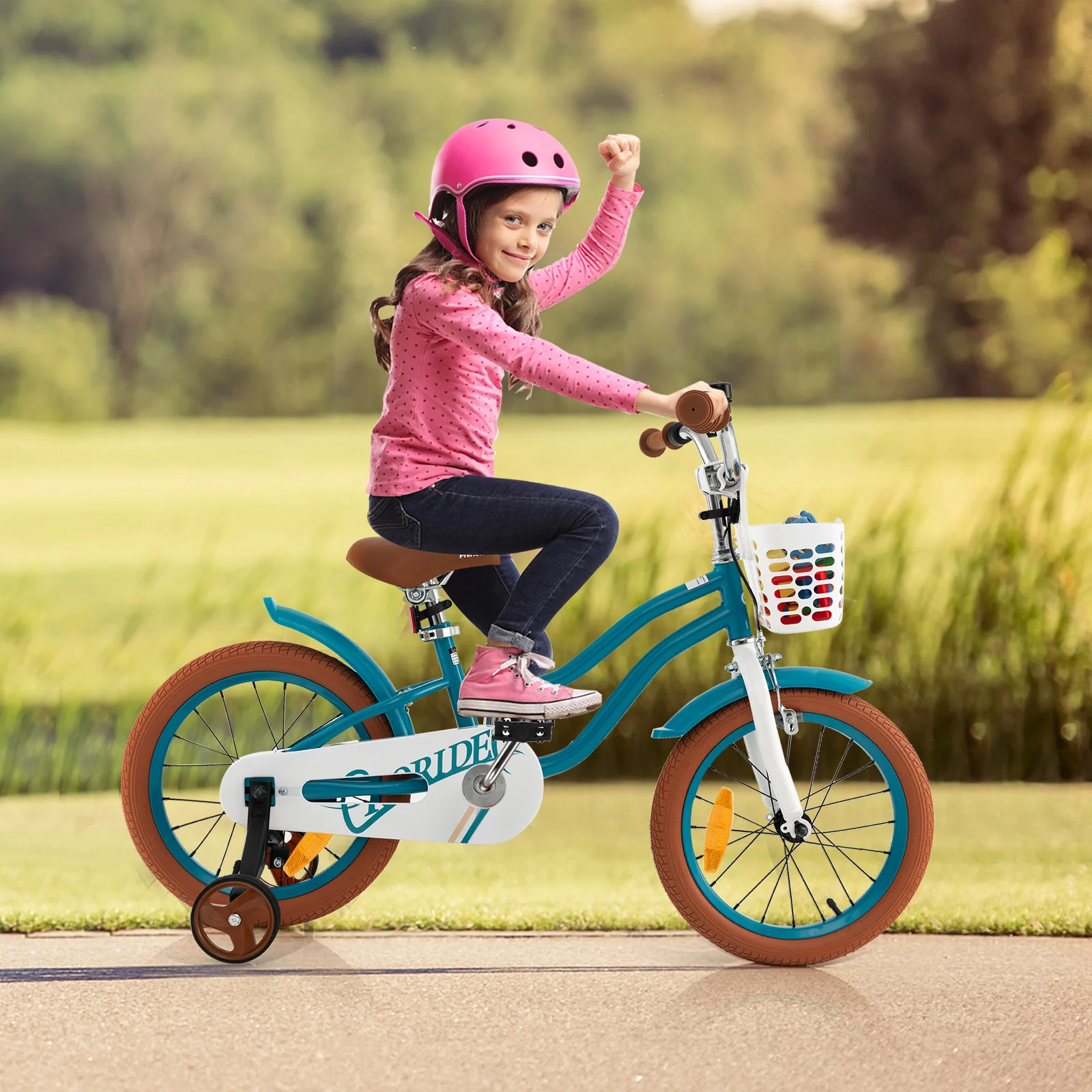 HONEY JOY Kids Bike, 16 Inch Boys Girls Bike for 3-8 Years w/Training Wheels - Image 15