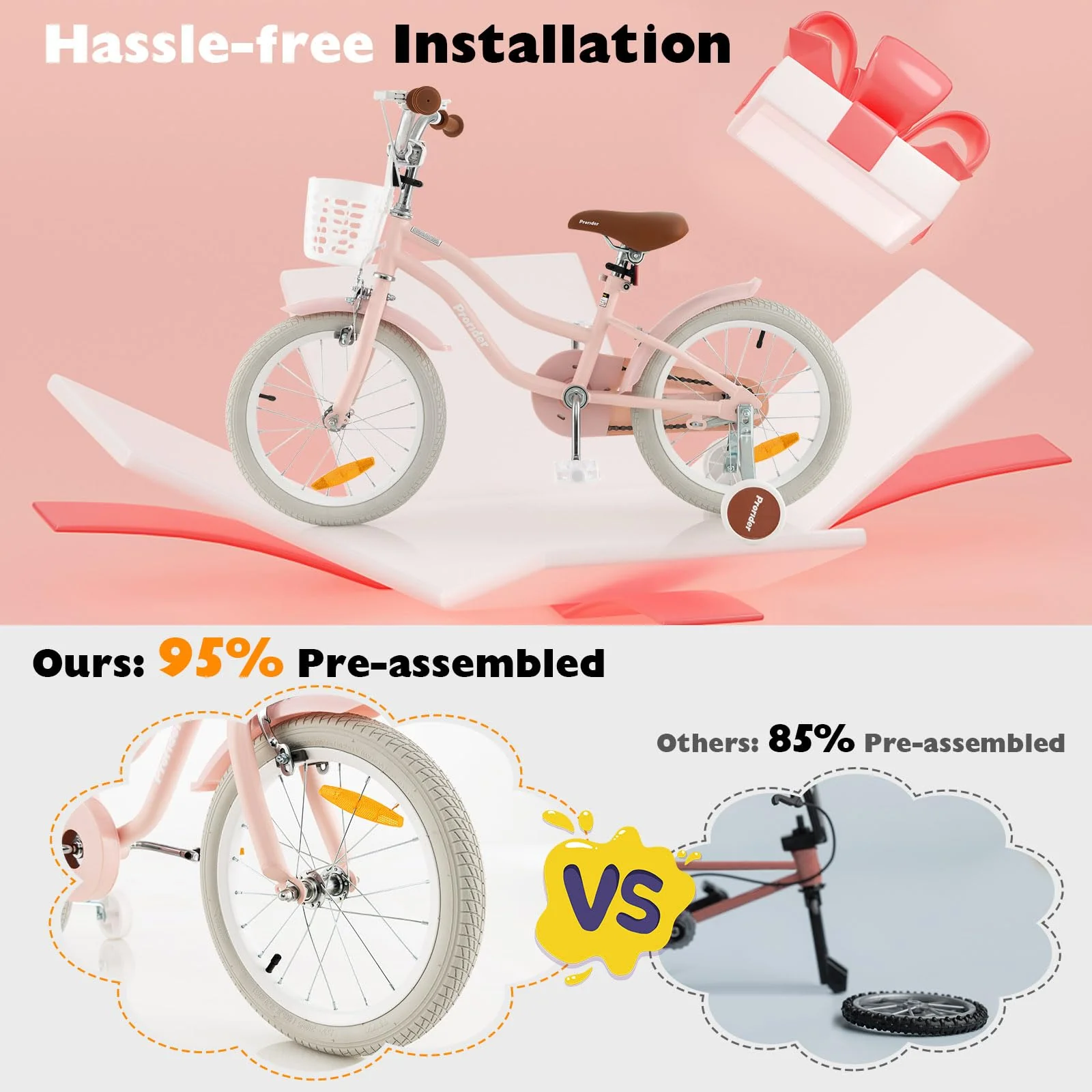 HONEY JOY Kids Bike, 16 Inch Boys Girls Bike for 3-8 Years w/Training Wheels - Image 5