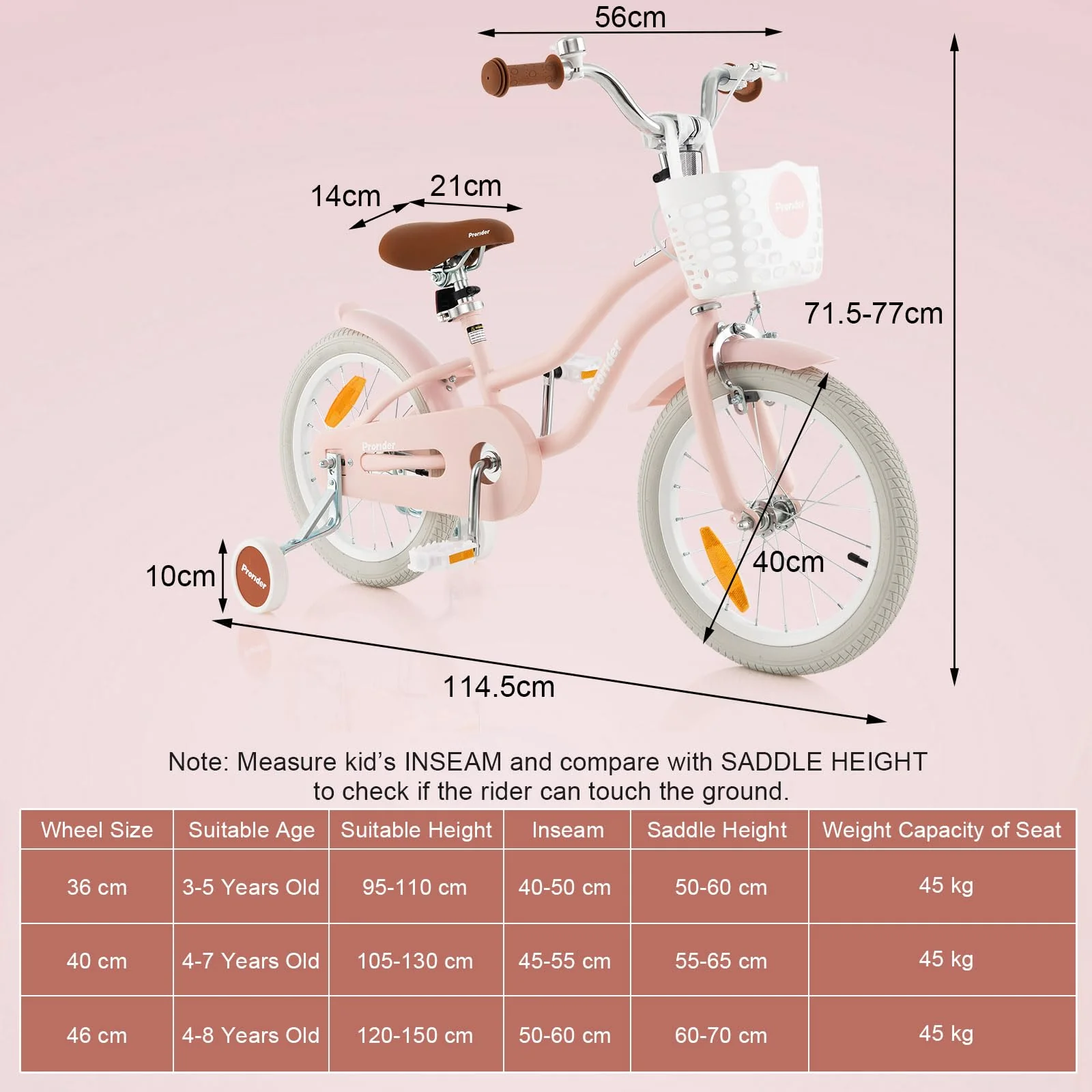 HONEY JOY Kids Bike, 16 Inch Boys Girls Bike for 3-8 Years w/Training Wheels - Image 6