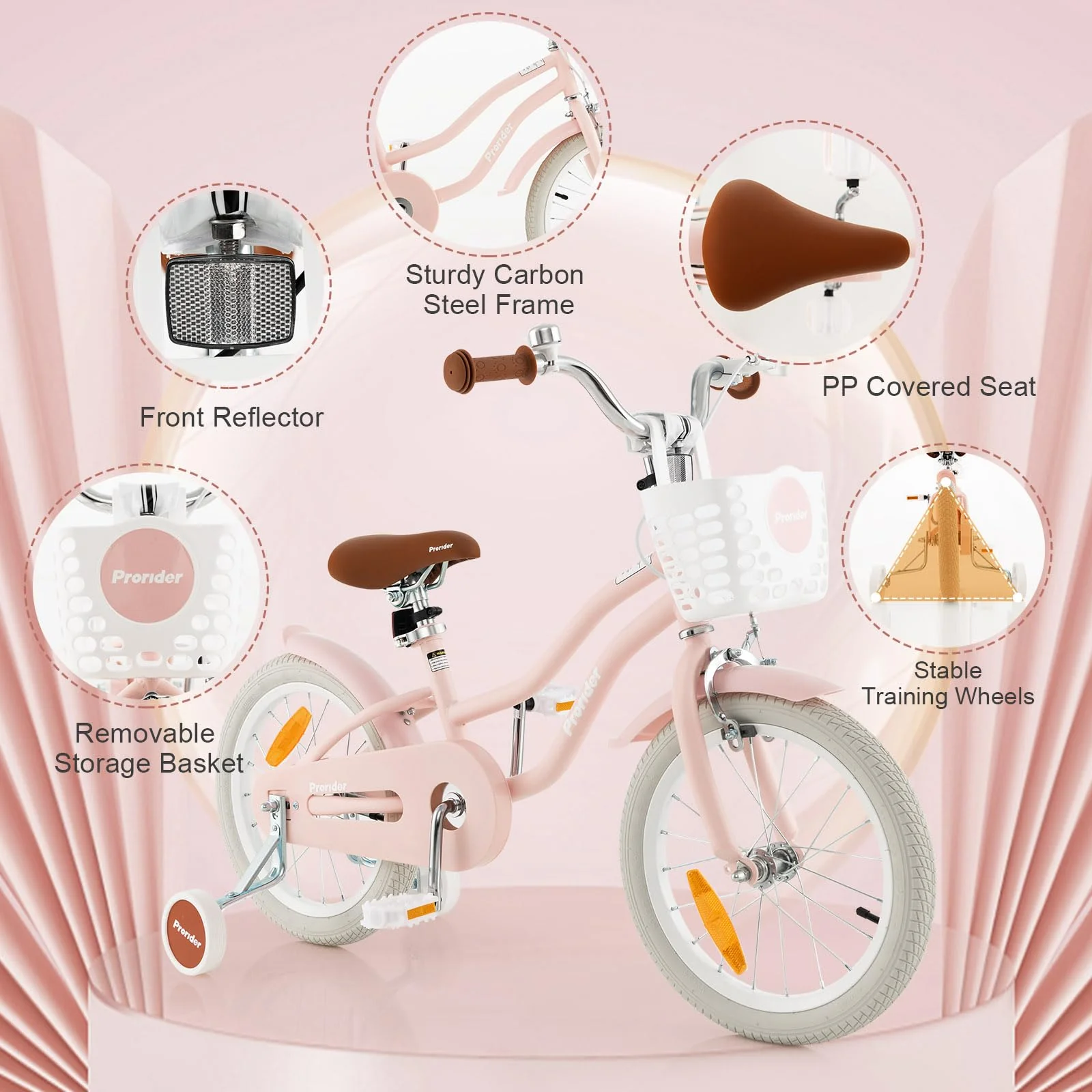 HONEY JOY Kids Bike, 16 Inch Boys Girls Bike for 3-8 Years w/Training Wheels - Image 8