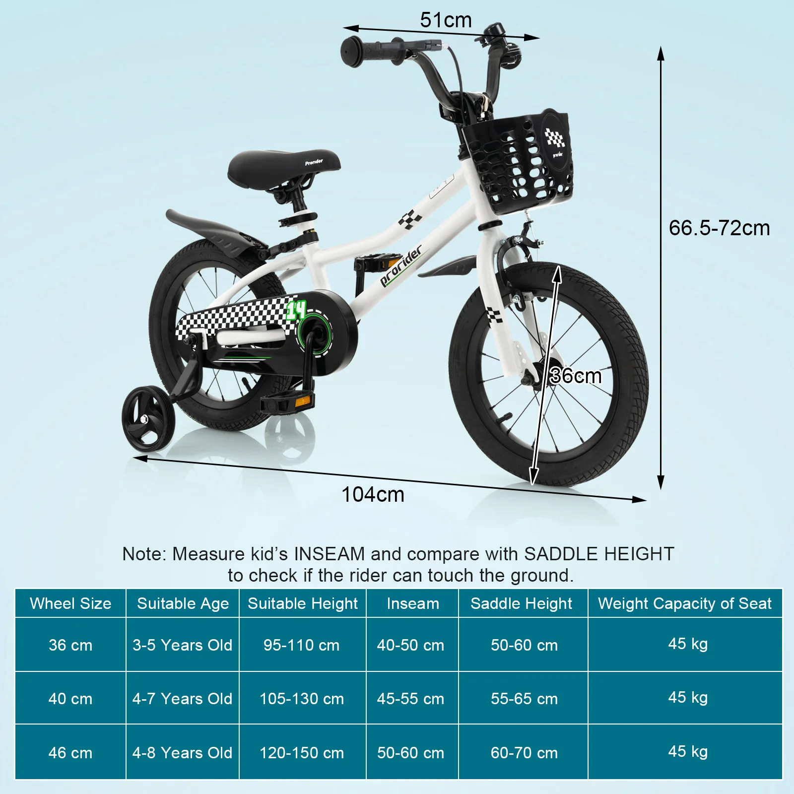 HONEY JOY Kids Bike, 14 16 18 Inch Boys Girls Bike for 3-8 Years w/Training Wheels - Image 8