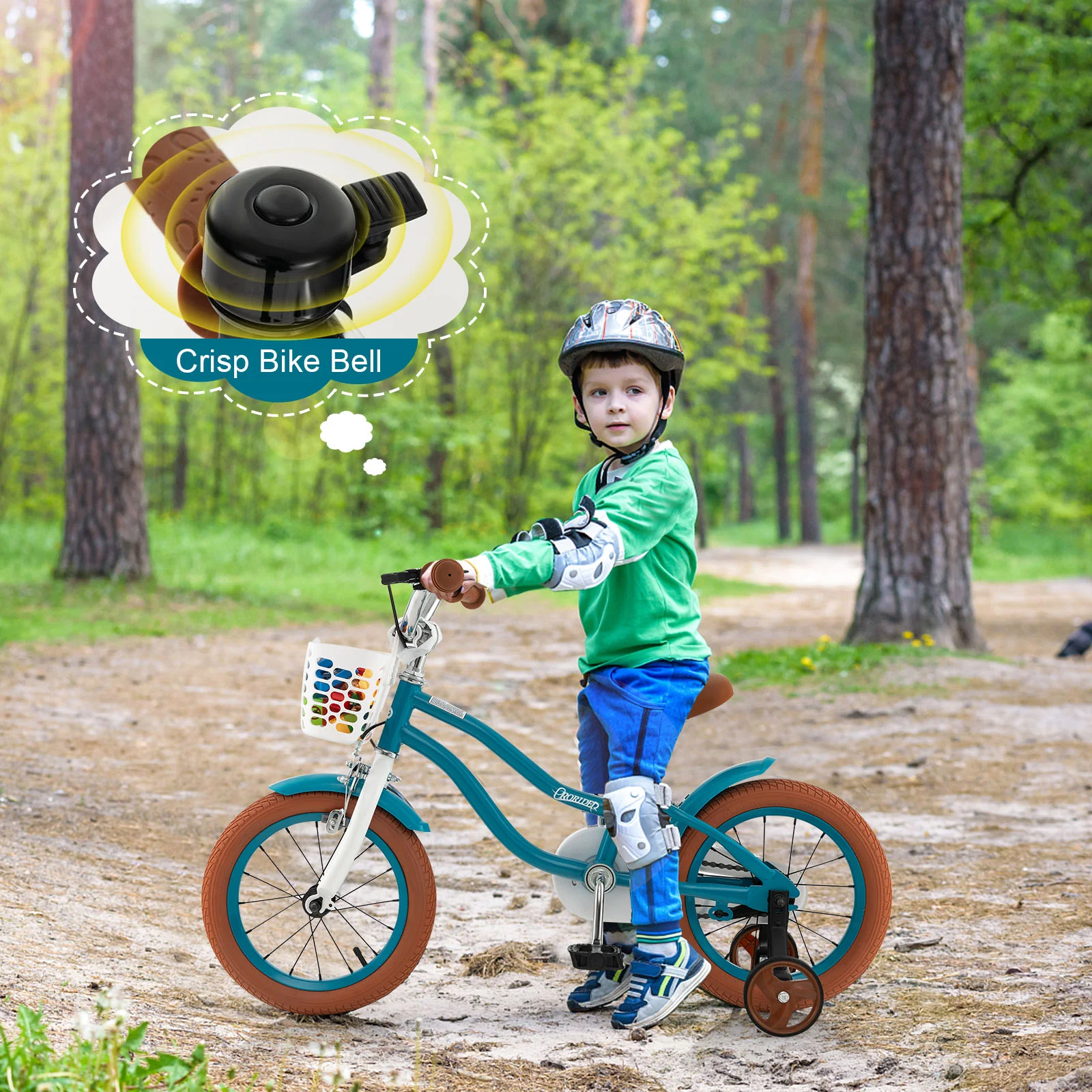 HONEY JOY Kids Bike, 14 Inch Boys Girls Bike for 3-8 Years w/Training Wheels, Adjustable Handlebar & Seat - Image 11