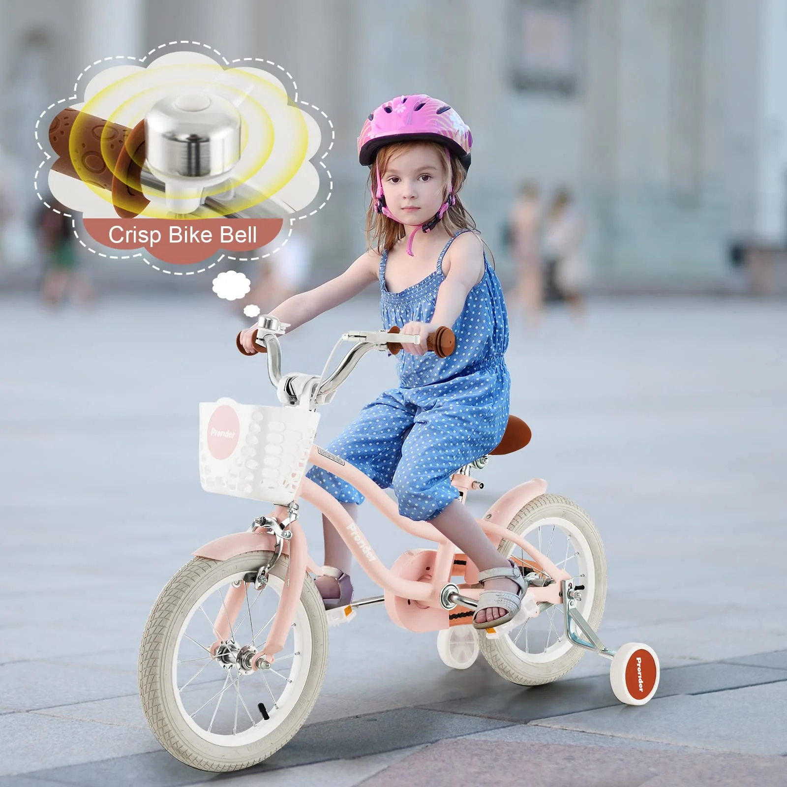 HONEY JOY Kids Bike, 14 Inch Boys Girls Bike for 3-8 Years w/Training Wheels, Adjustable Handlebar & Seat - Image 3