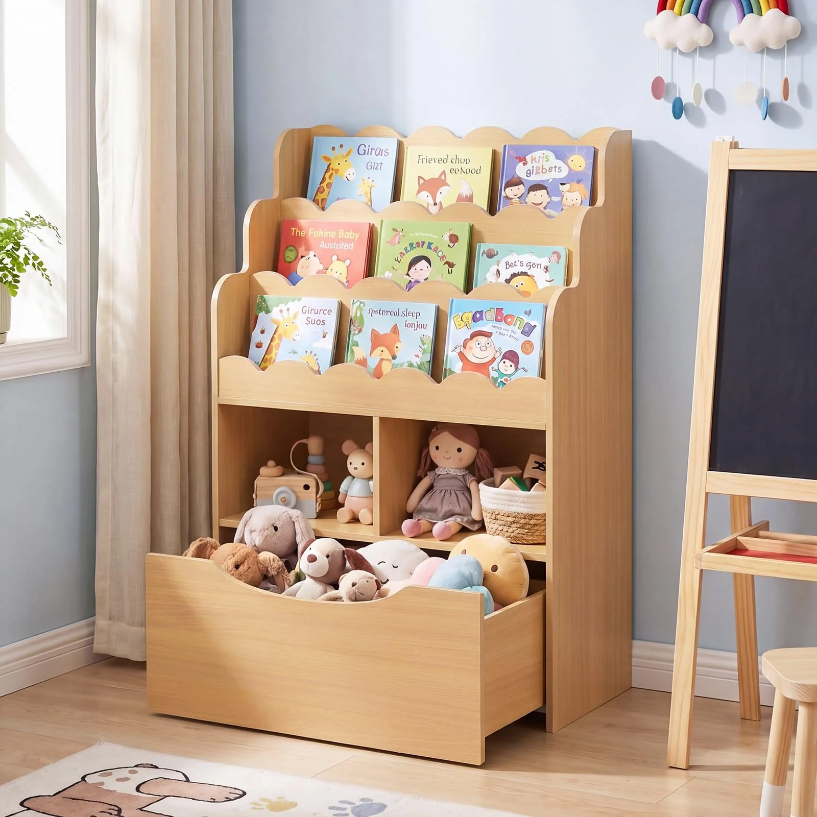 HONEY JOY Kids Bookshelf, 5-Tier Wooden Children Bookcase & Toy Storage Organizer - Image 10