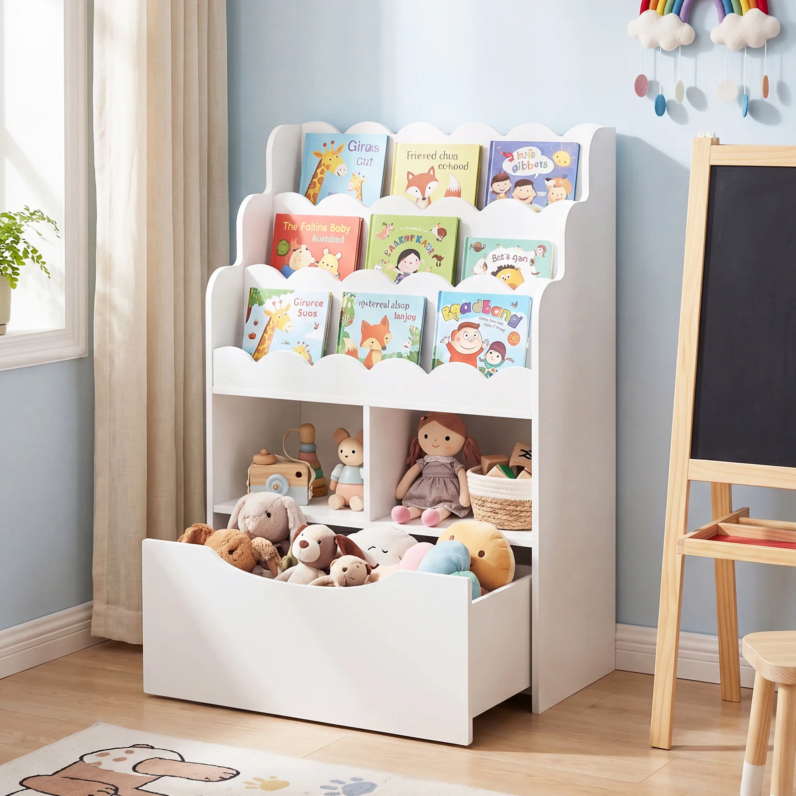 HONEY JOY Kids Bookshelf, 5-Tier Wooden Children Bookcase & Toy Storage Organizer - Image 2