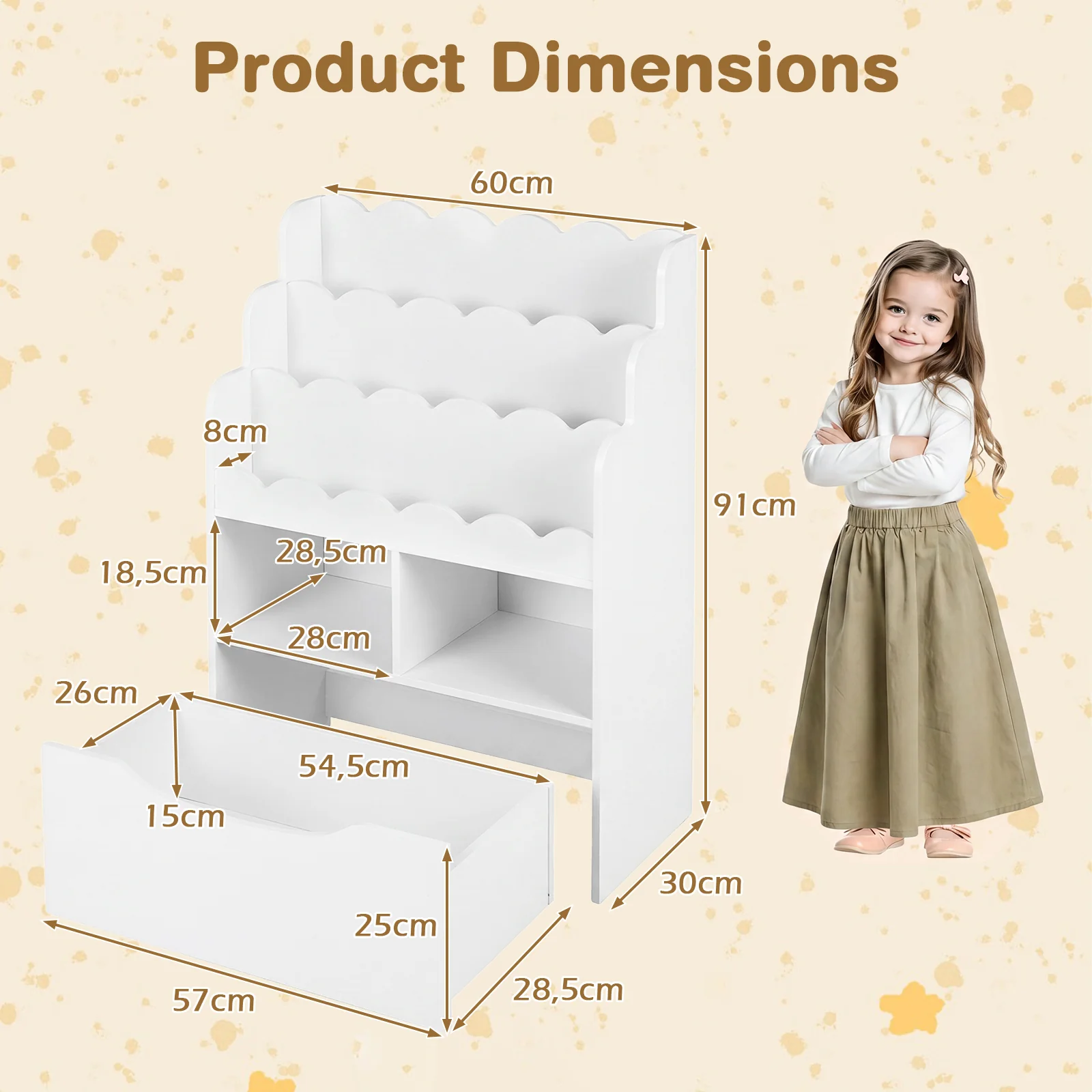 HONEY JOY Kids Bookshelf, 5-Tier Wooden Children Bookcase & Toy Storage Organizer - Image 3