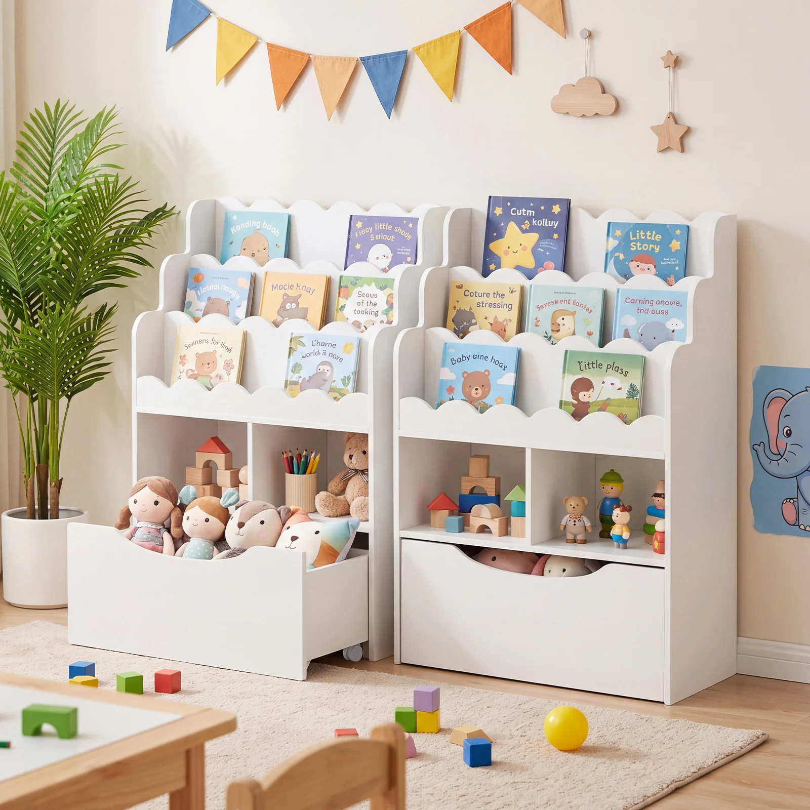 HONEY JOY Kids Bookshelf, 5-Tier Wooden Children Bookcase & Toy Storage Organizer - Image 5