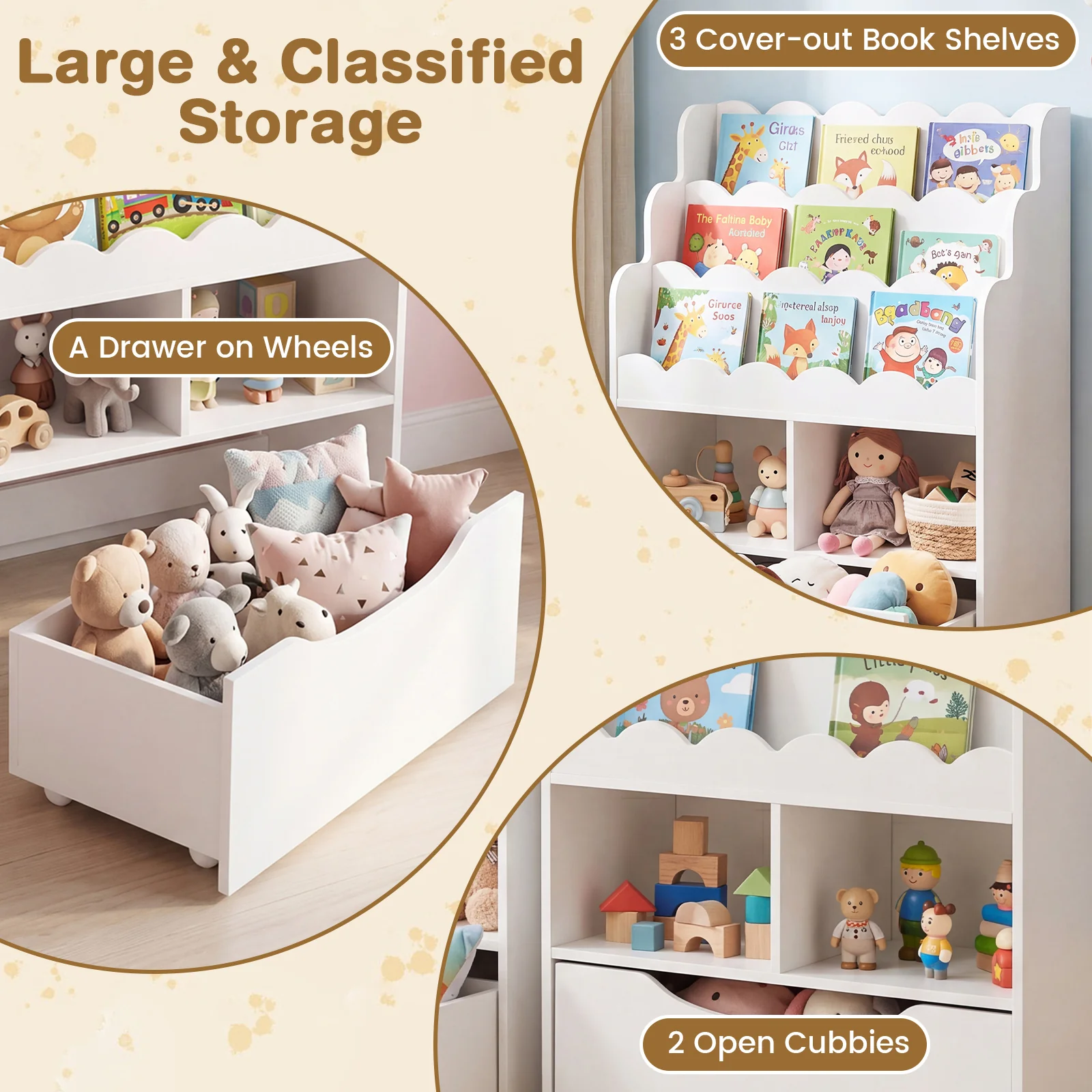 HONEY JOY Kids Bookshelf, 5-Tier Wooden Children Bookcase & Toy Storage Organizer - Image 6