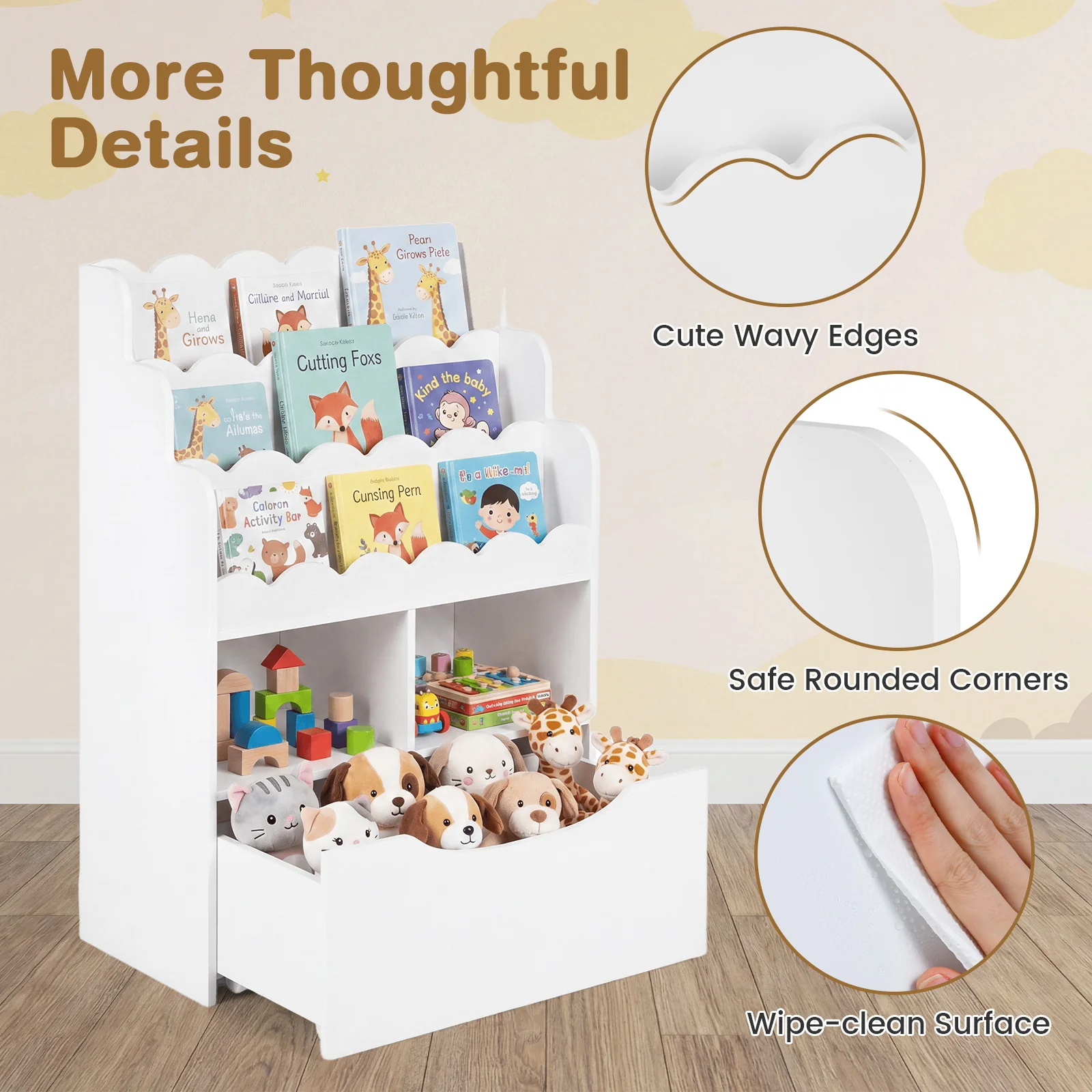 HONEY JOY Kids Bookshelf, 5-Tier Wooden Children Bookcase & Toy Storage Organizer - Image 9