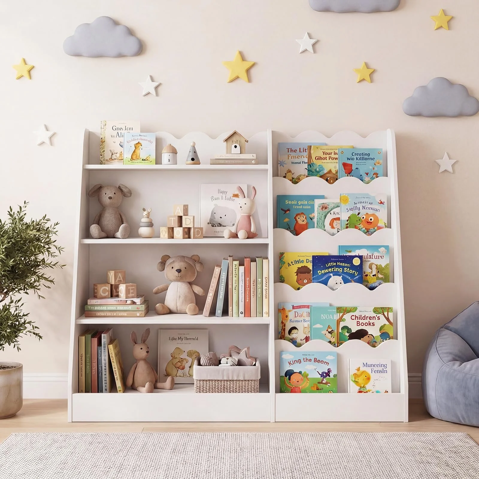 HONEY JOY Kids Bookshelf, Toddler Bookcase Toy Organizer - Image 2