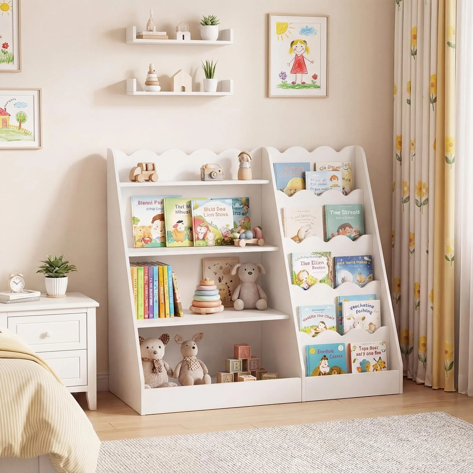 HONEY JOY Kids Bookshelf, Toddler Bookcase Toy Organizer - Image 3