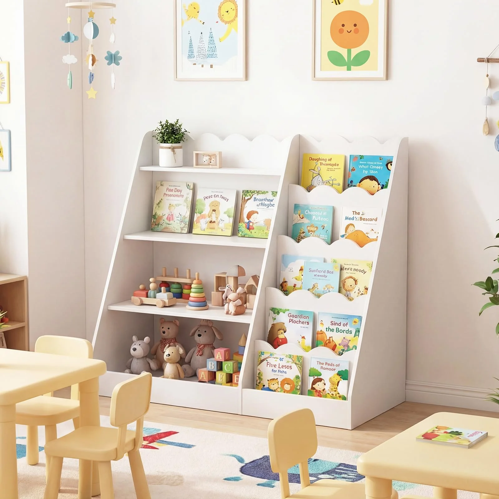 HONEY JOY Kids Bookshelf, Toddler Bookcase Toy Organizer - Image 4