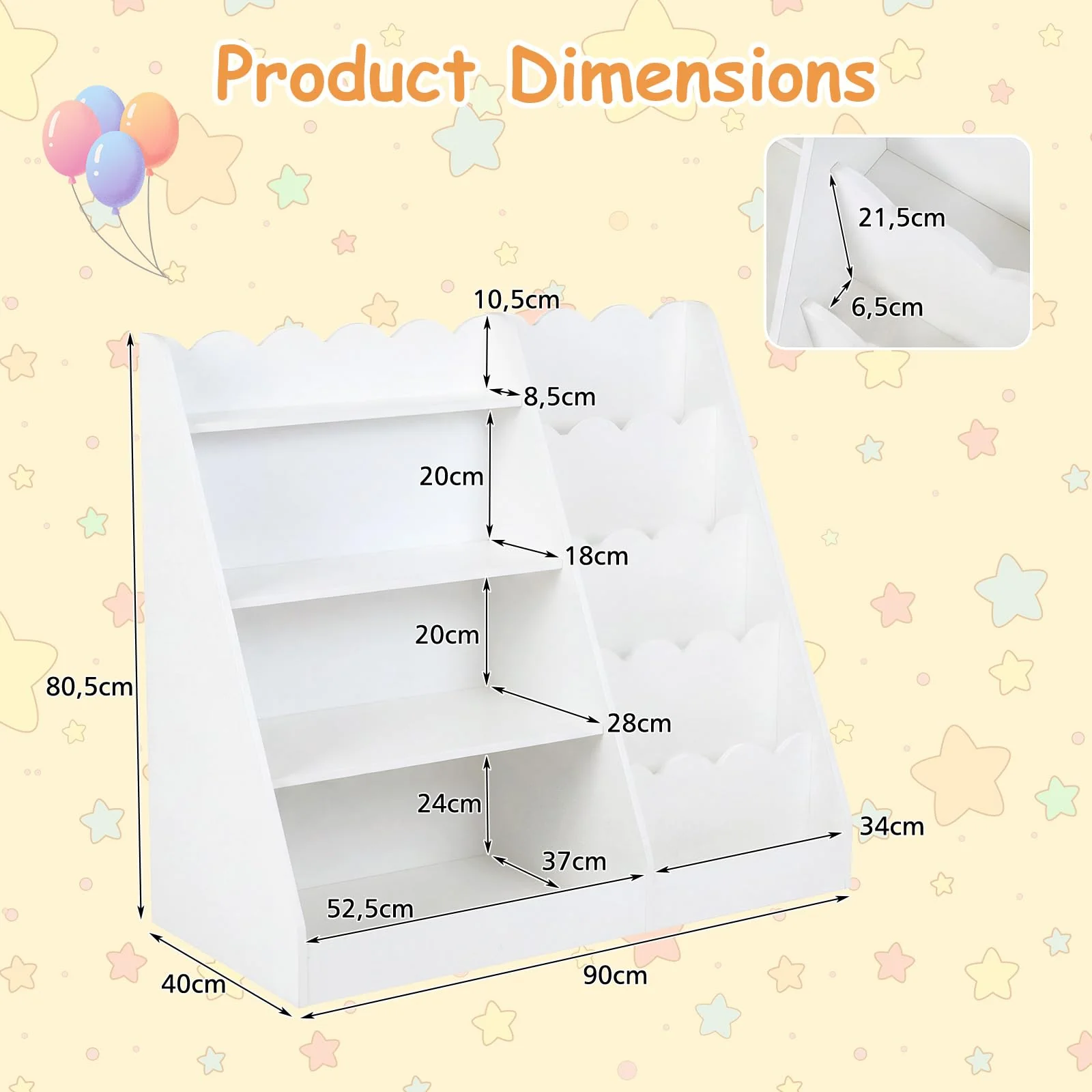 HONEY JOY Kids Bookshelf, Toddler Bookcase Toy Organizer - Image 5