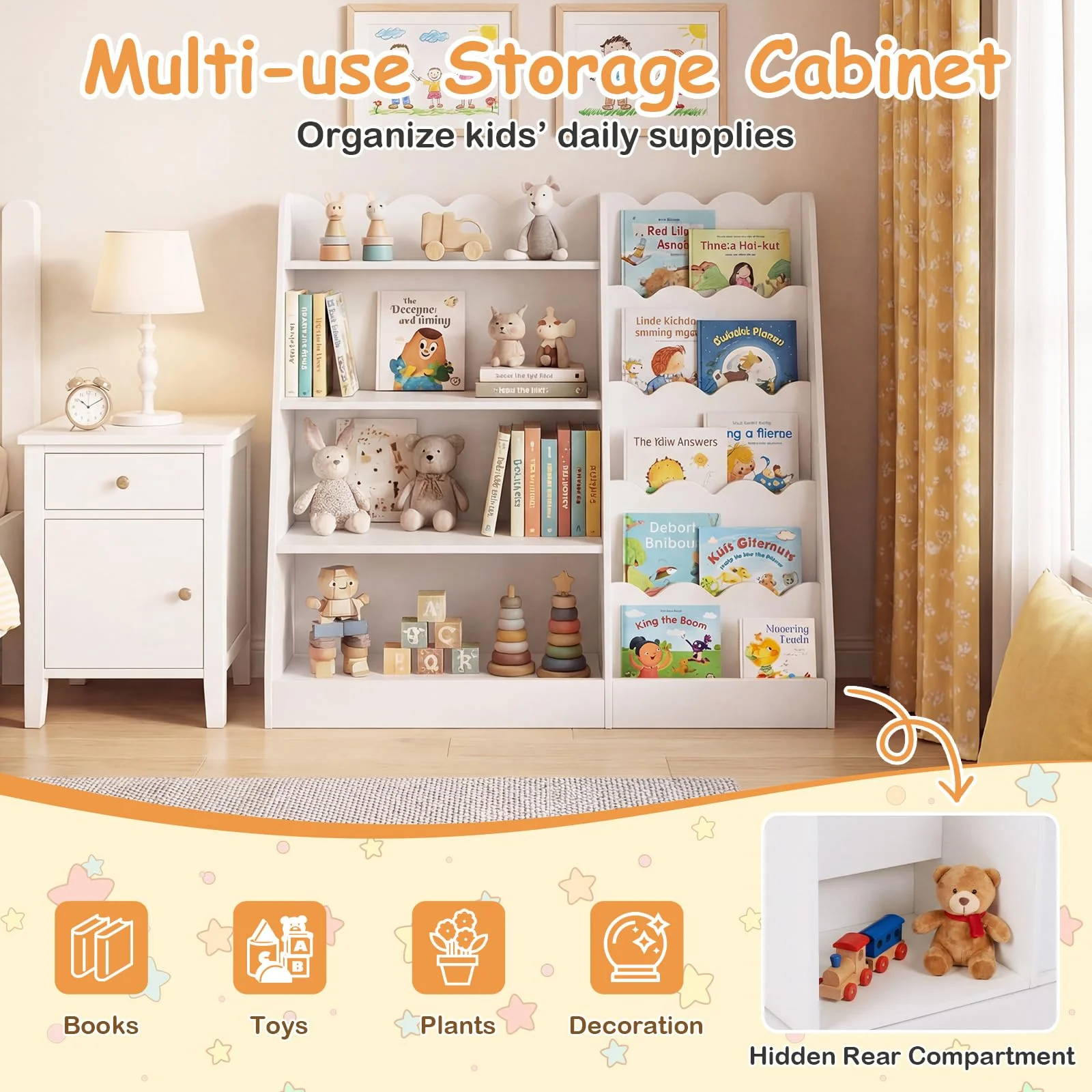 HONEY JOY Kids Bookshelf, Toddler Bookcase Toy Organizer - Image 6