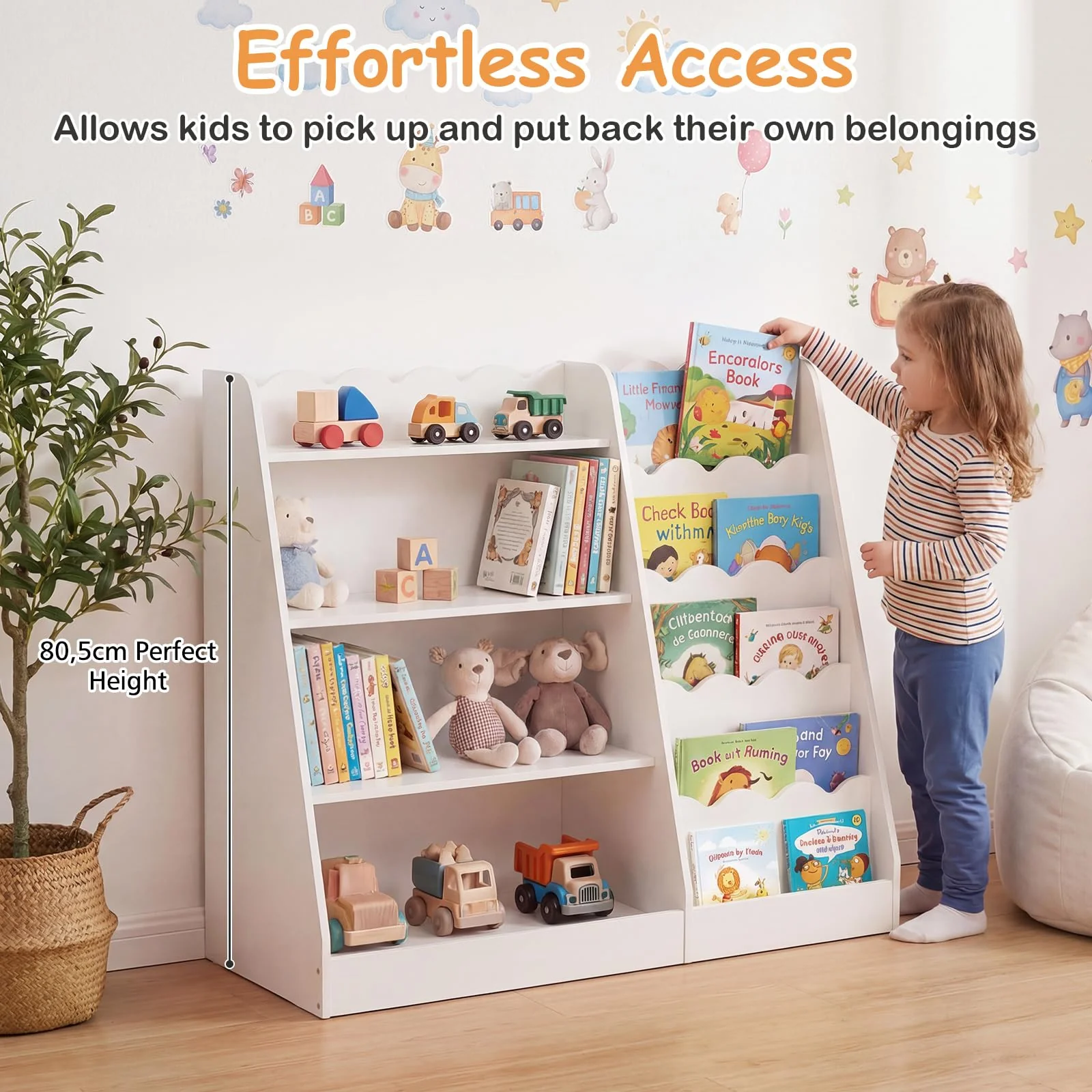 HONEY JOY Kids Bookshelf, Toddler Bookcase Toy Organizer - Image 7
