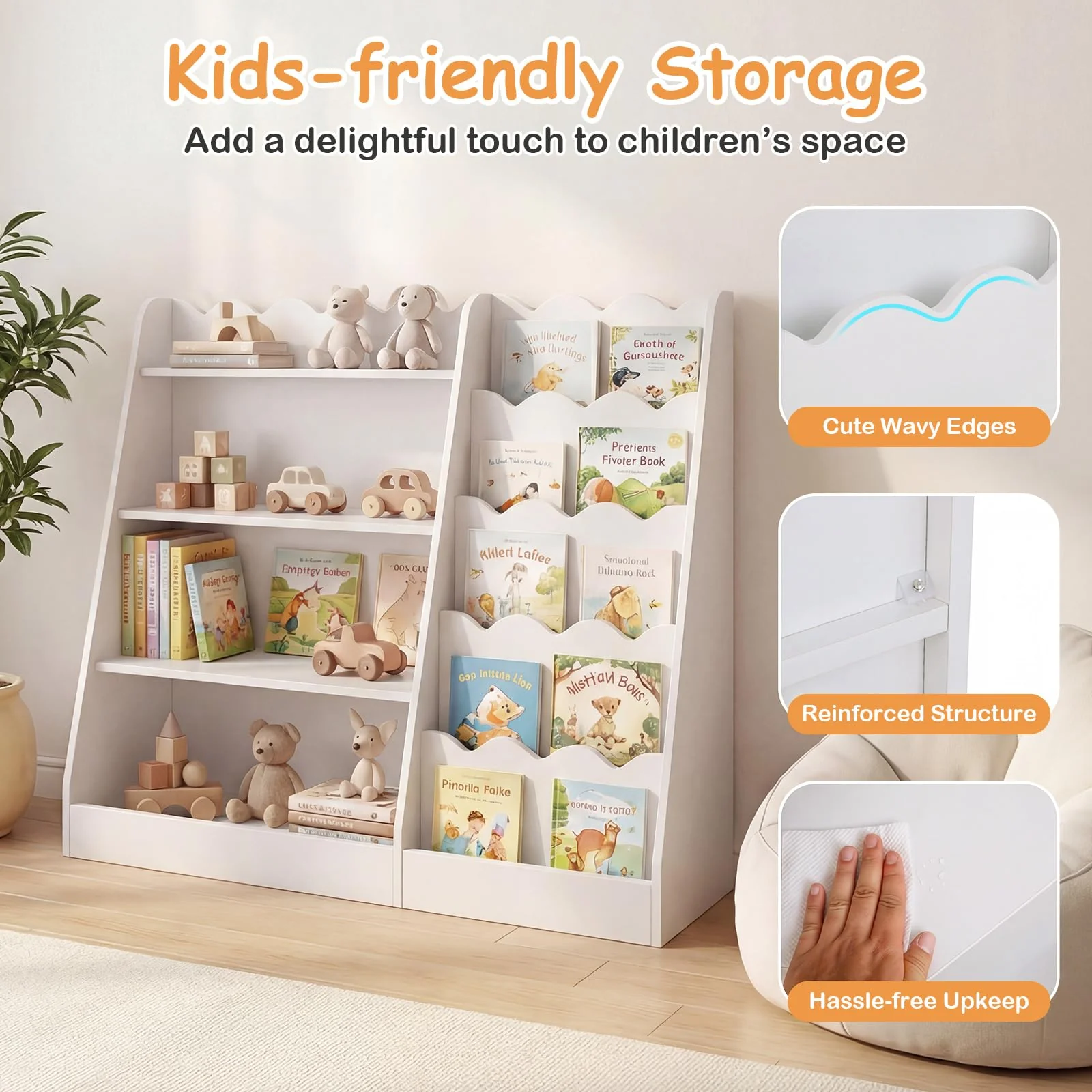 HONEY JOY Kids Bookshelf, Toddler Bookcase Toy Organizer - Image 9