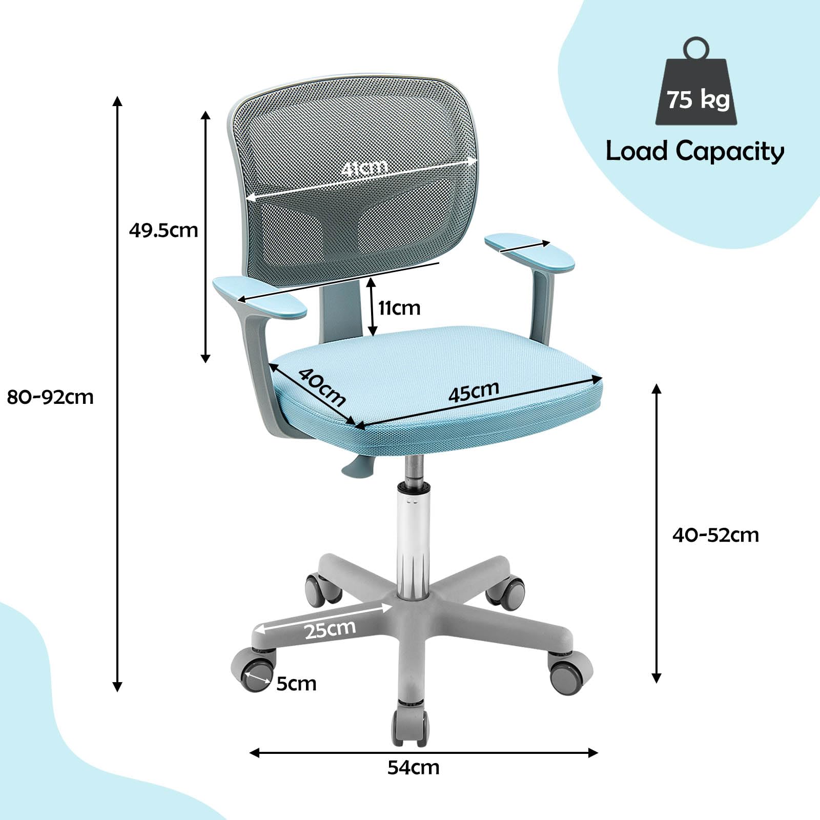 HONEY JOY Kids Desk Chair Children Study Computer Chair with Adjustable Height - Image 3