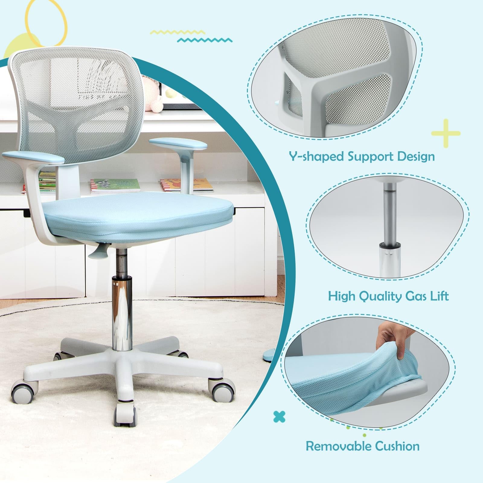 HONEY JOY Kids Desk Chair Children Study Computer Chair with Adjustable Height - Image 9