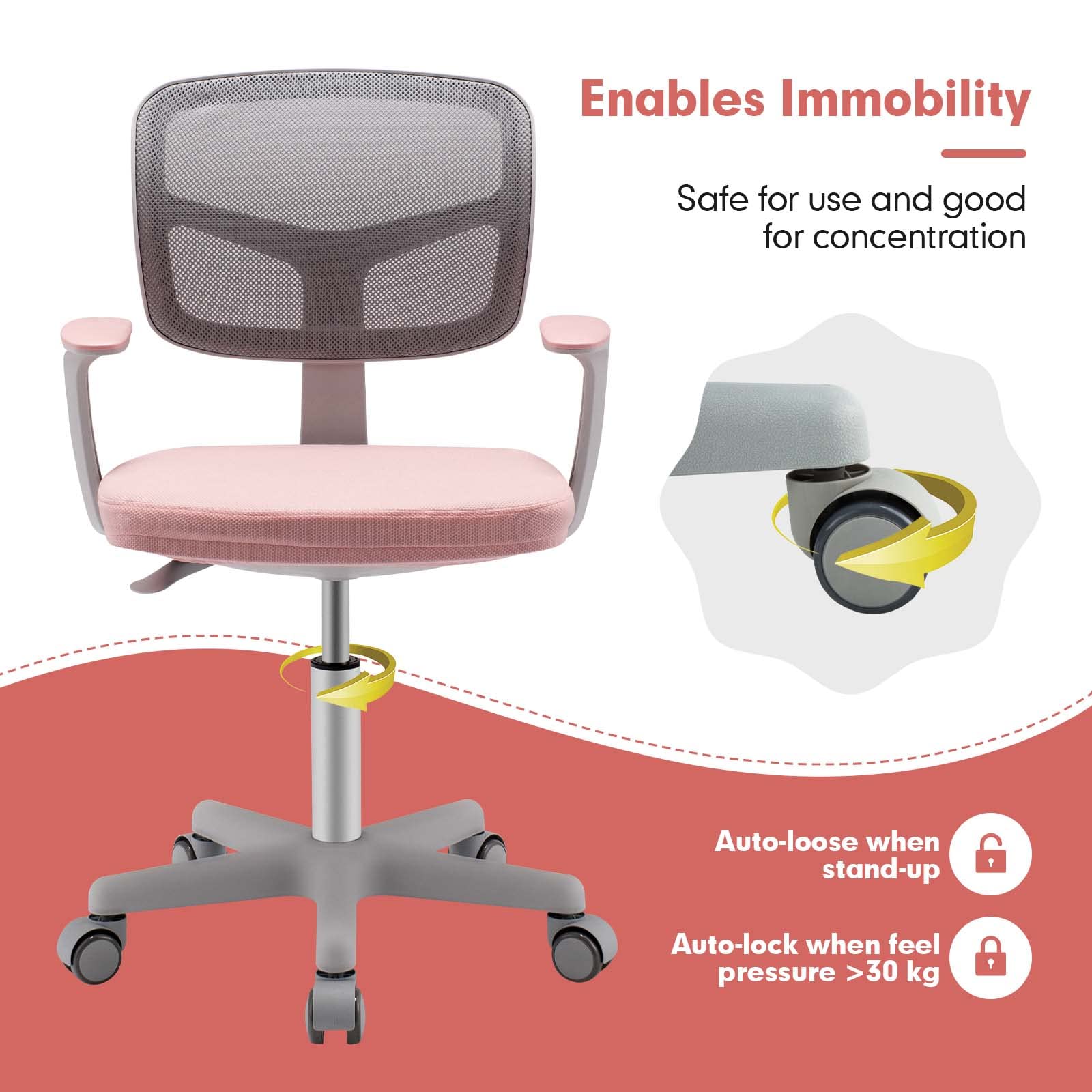 HONEY JOY Kids Desk Chair, Height Adjustable Children Study Chair - Image 7