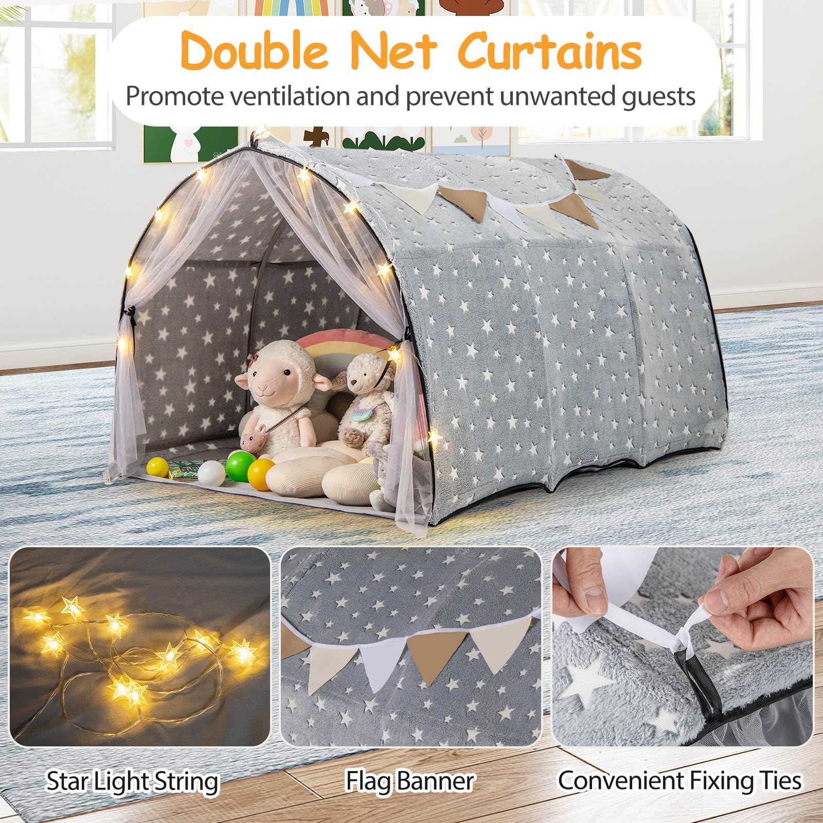 HONEY JOY Kids Dream Bed Tent, Magical Twin Bunk Bed Privacy Space - Image 4
