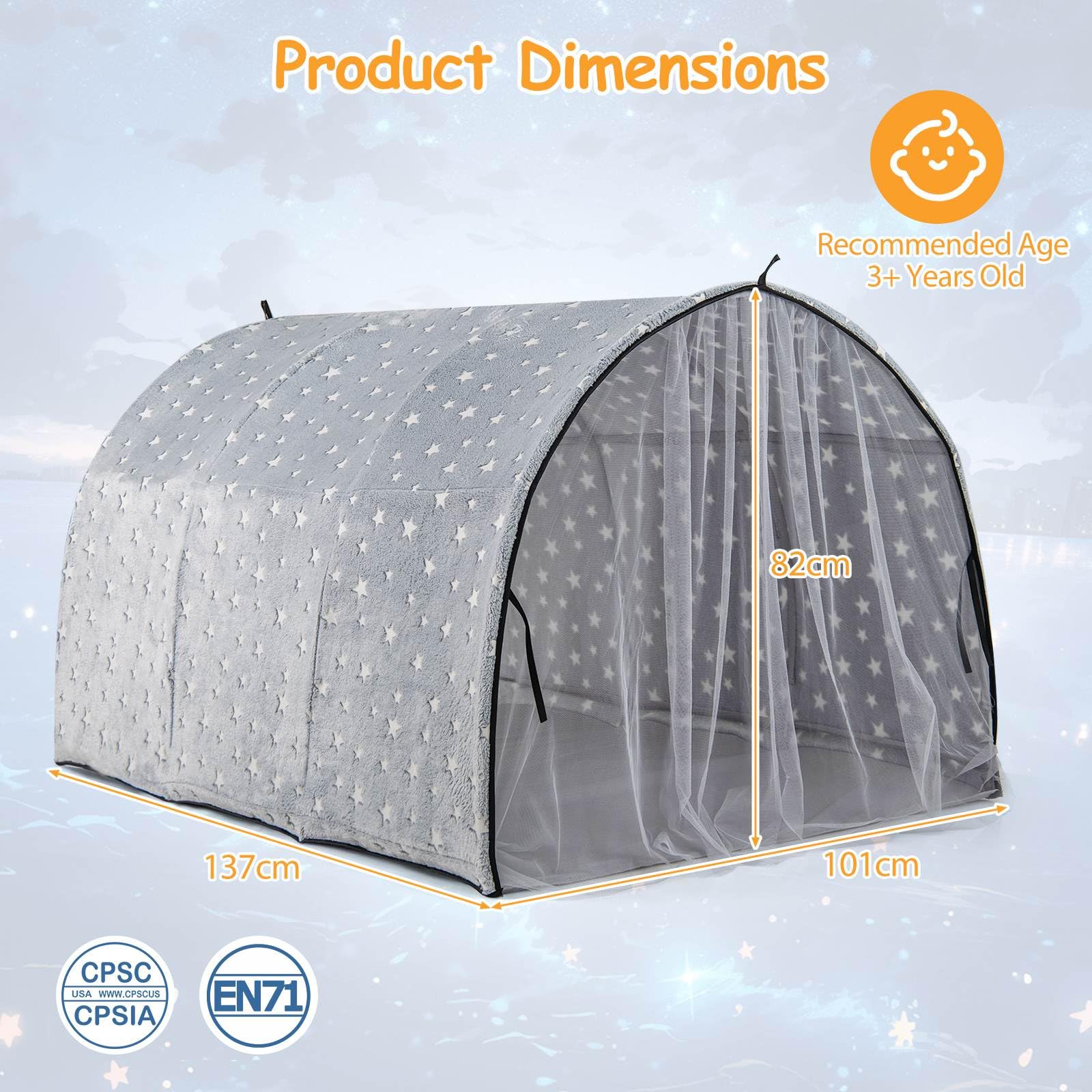 HONEY JOY Kids Dream Bed Tent, Magical Twin Bunk Bed Privacy Space - Image 7