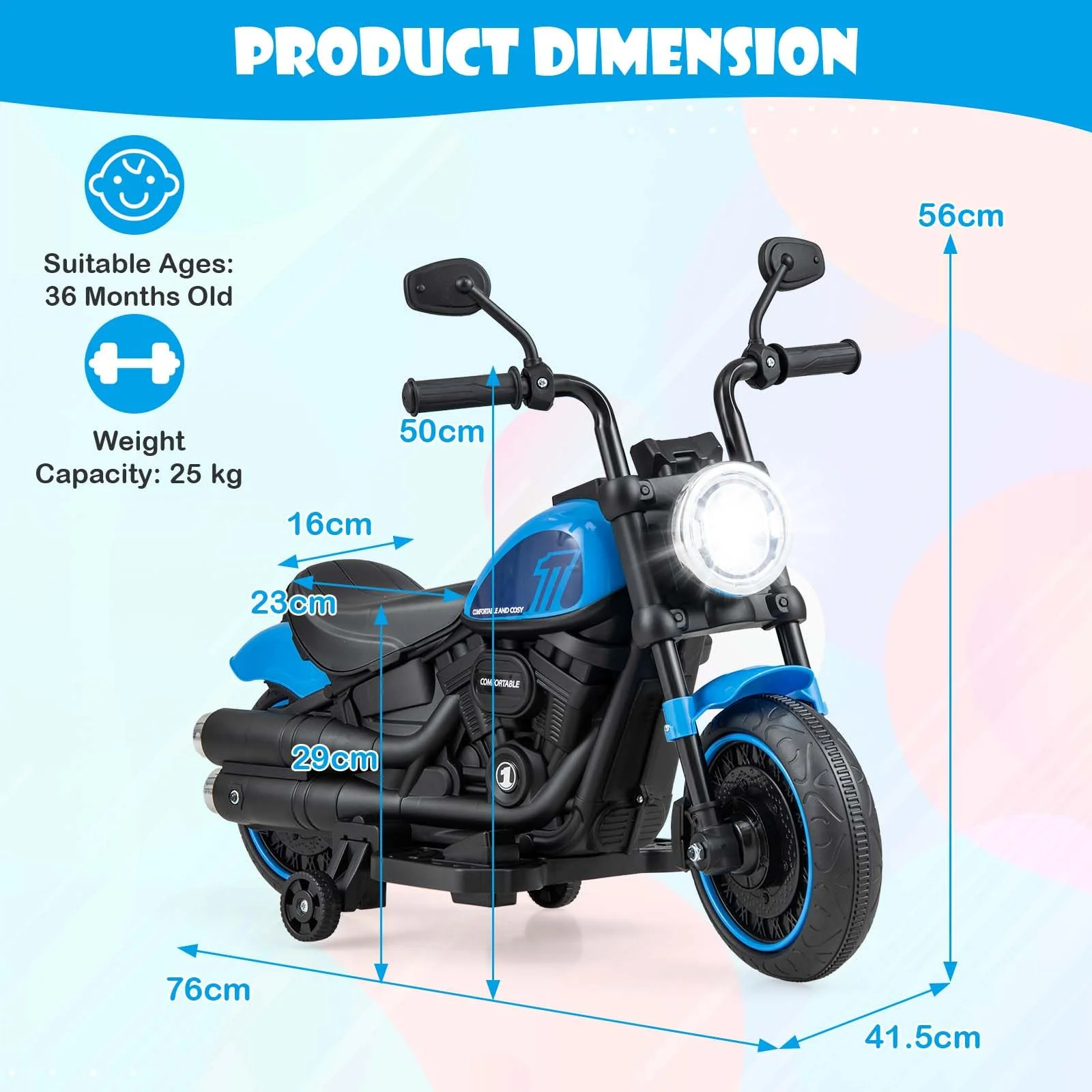 HONEY JOY Kids Electric Motorcycle - Image 8