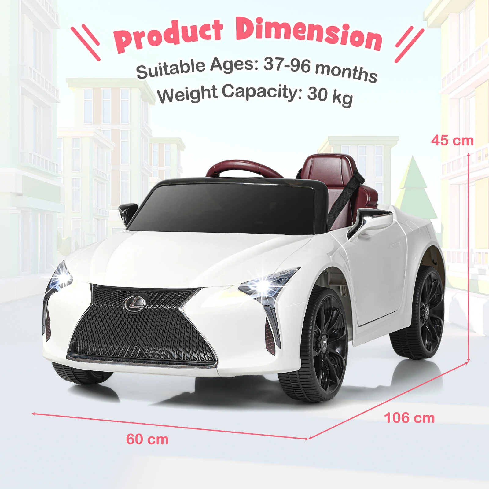 HONEY JOY Kids Electric Ride on Car Licensed Lexus LC500 12V Battery Powered Car - Image 6