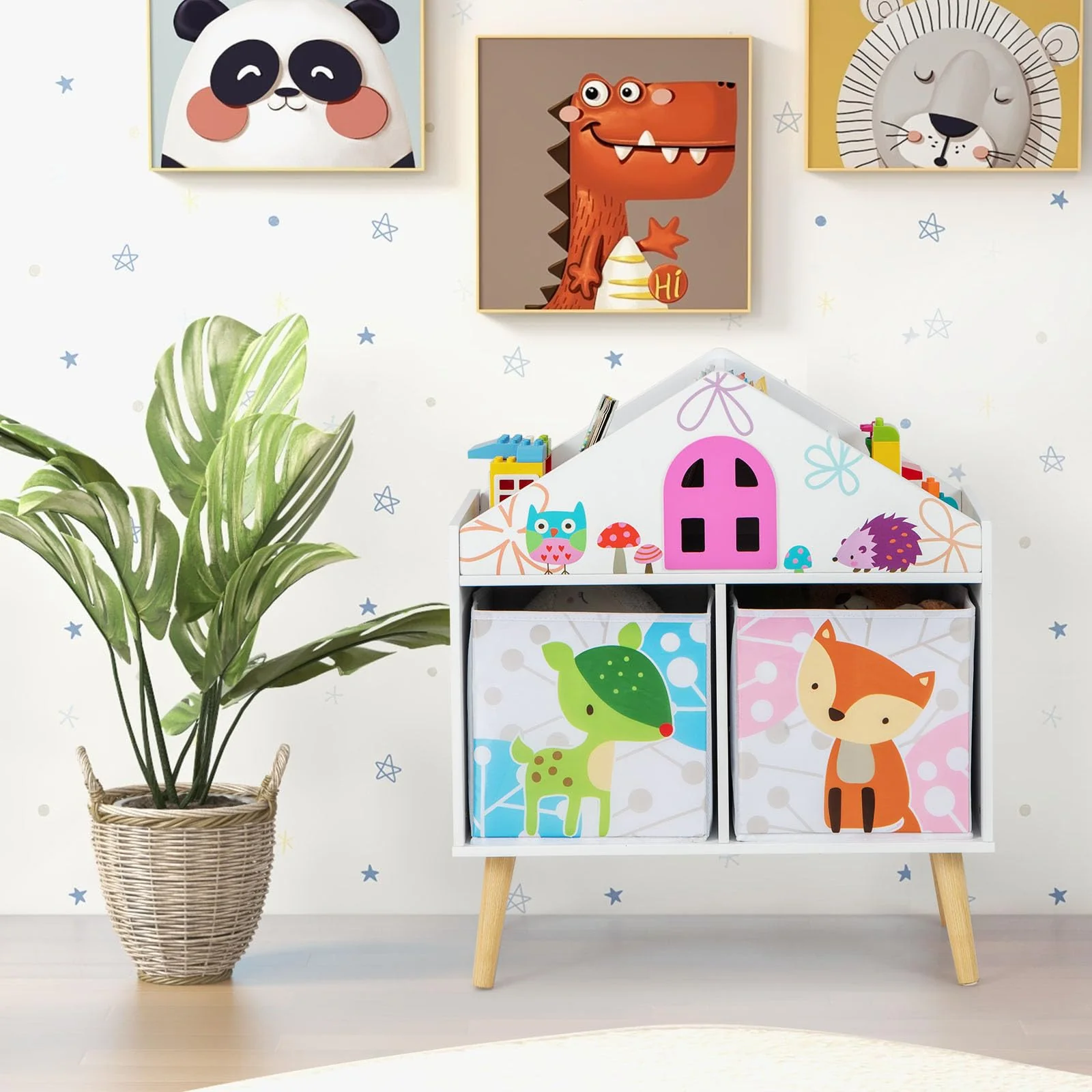HONEY JOY Kids House-Shaped Bookshelf - Image 3