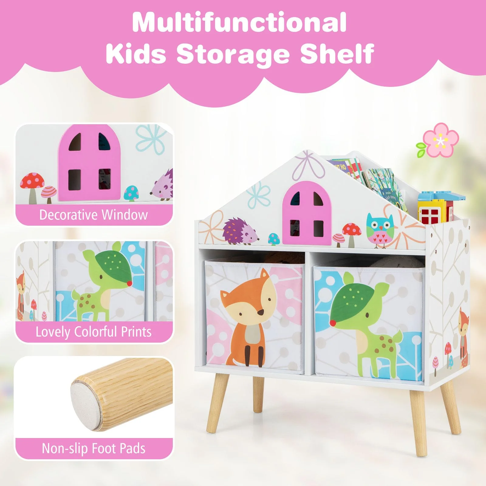 HONEY JOY Kids House-Shaped Bookshelf - Image 7