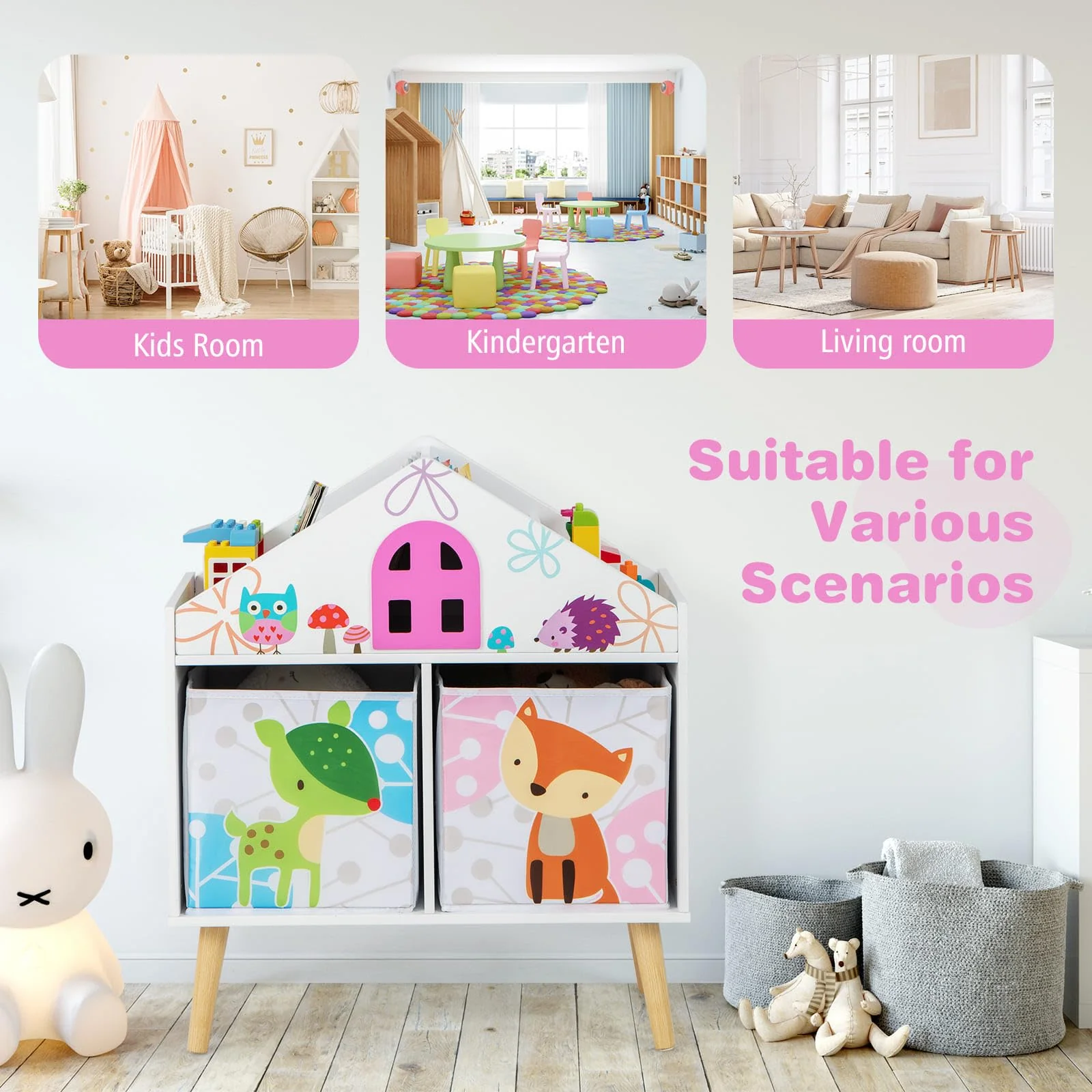 HONEY JOY Kids House-Shaped Bookshelf - Image 8