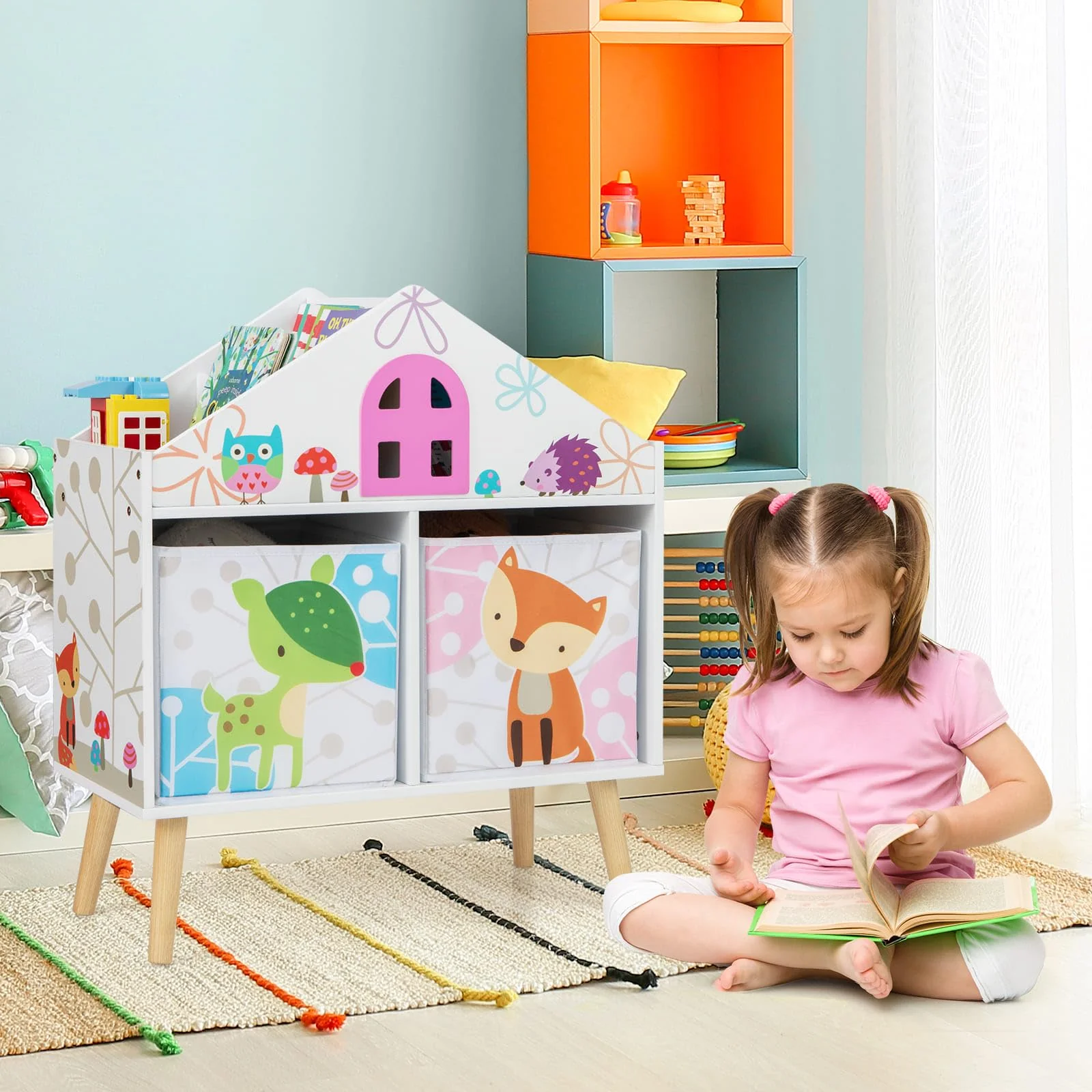 HONEY JOY Kids House-Shaped Bookshelf - Image 9