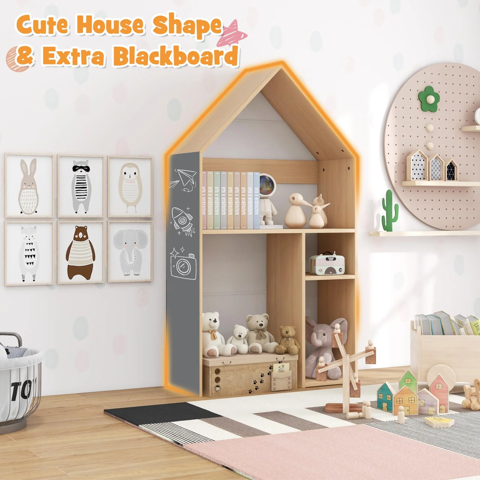 HONEY JOY Kids House-Shaped Table and Chair Set - Image 3