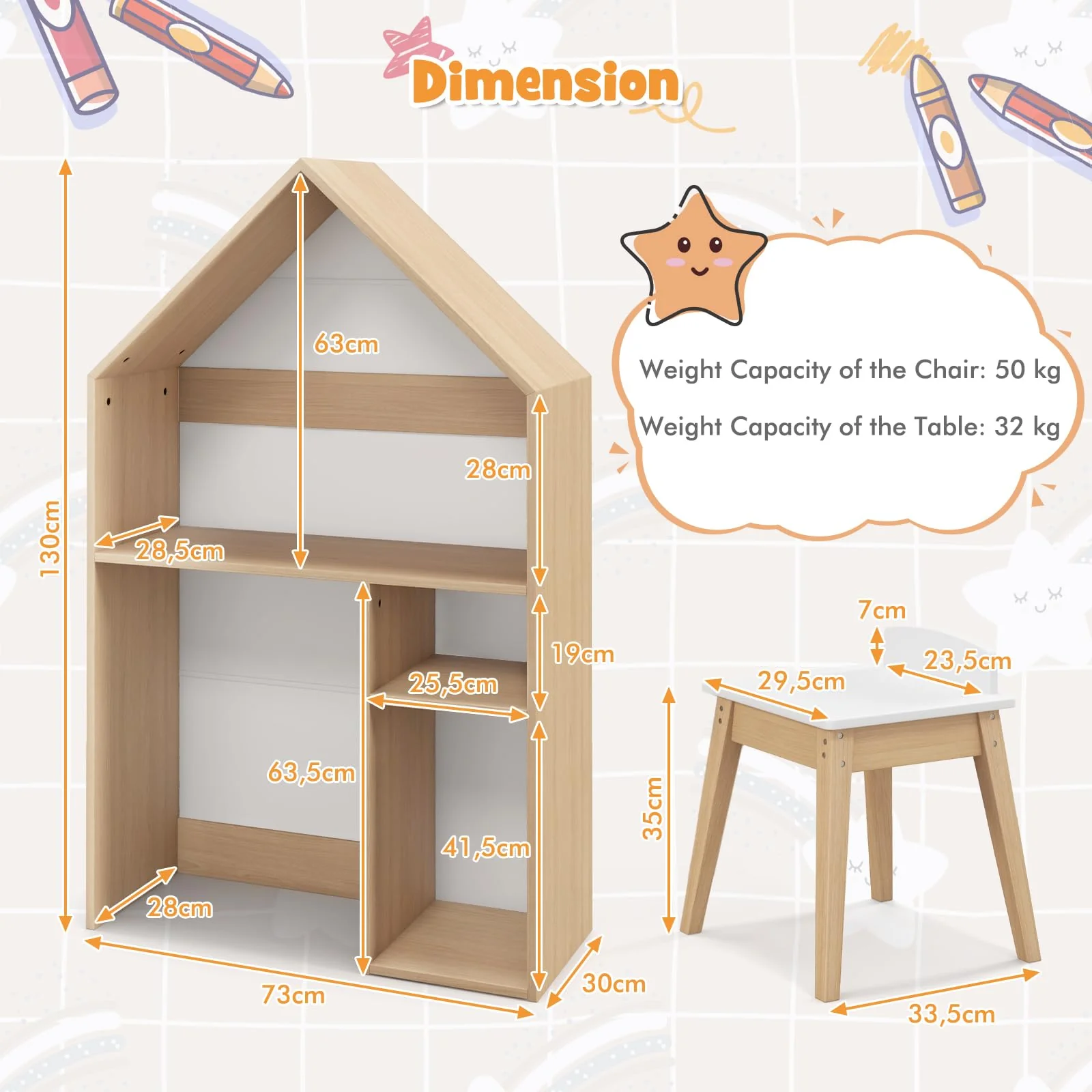 HONEY JOY Kids House-Shaped Table and Chair Set - Image 6