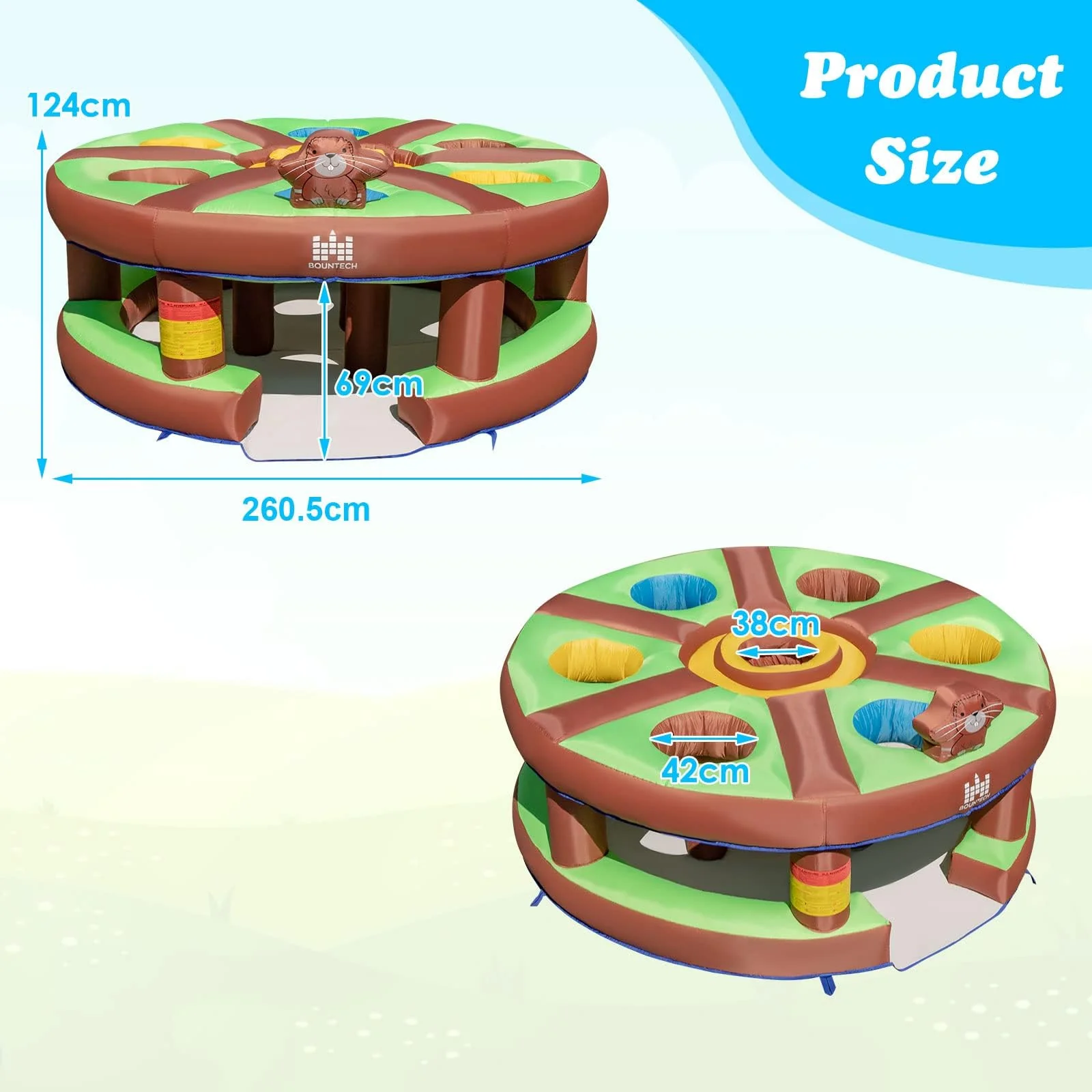 HONEY JOY Kids Inflatable Human Whack a Mole, Hammering & Pounding Bouncy Toy w/ 450w Blower - Image 4