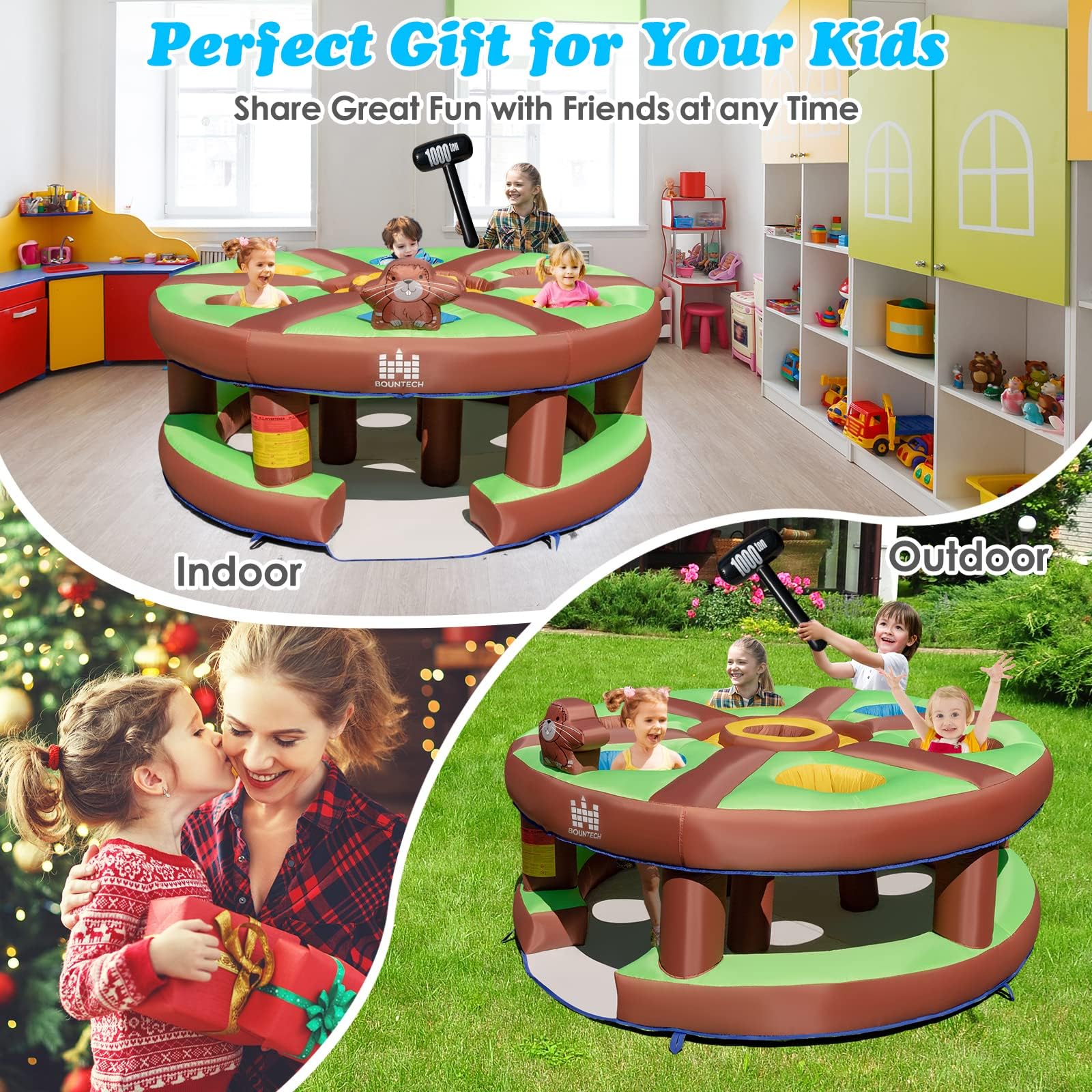 HONEY JOY Kids Inflatable Human Whack a Mole, Hammering & Pounding Bouncy Toy w/ 450w Blower - Image 6