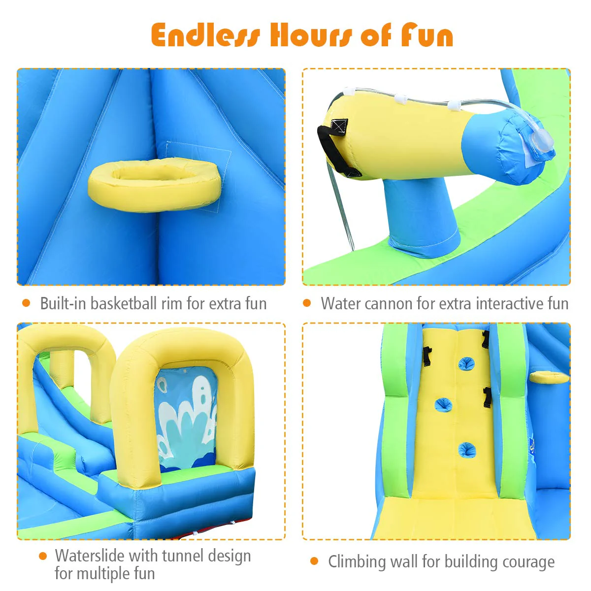 HONEY JOY Kids Inflatable Water Slide, 5 in 1 Giant Water Slide Bouncer Park - Image 3