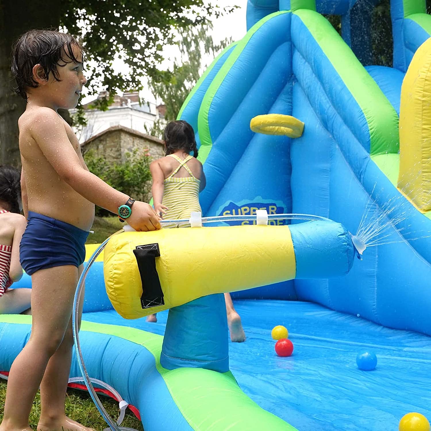 HONEY JOY Kids Inflatable Water Slide, 5 in 1 Giant Water Slide Bouncer Park - Image 4